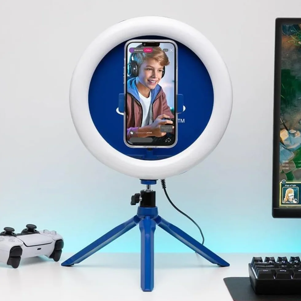 Playstation Streaming Light – oficjalnie licencjonowane, regulowane światło pierścieniowe z uchwytem na telefon, 3 tryby świecenia, ciepłe, chłodne i neutralne, prezent dla chłopców | Paladone