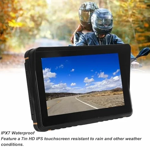 Nawigacja GPS Motocykla 5G z Podwójnym Wi-Fi, 7-calowy Ekran Dotykowy HD Bezprzewodowa Nawigacja GPS dla Carplay dla Airplay dla Android Auto, Przenośny Wodoodporny System GPS
