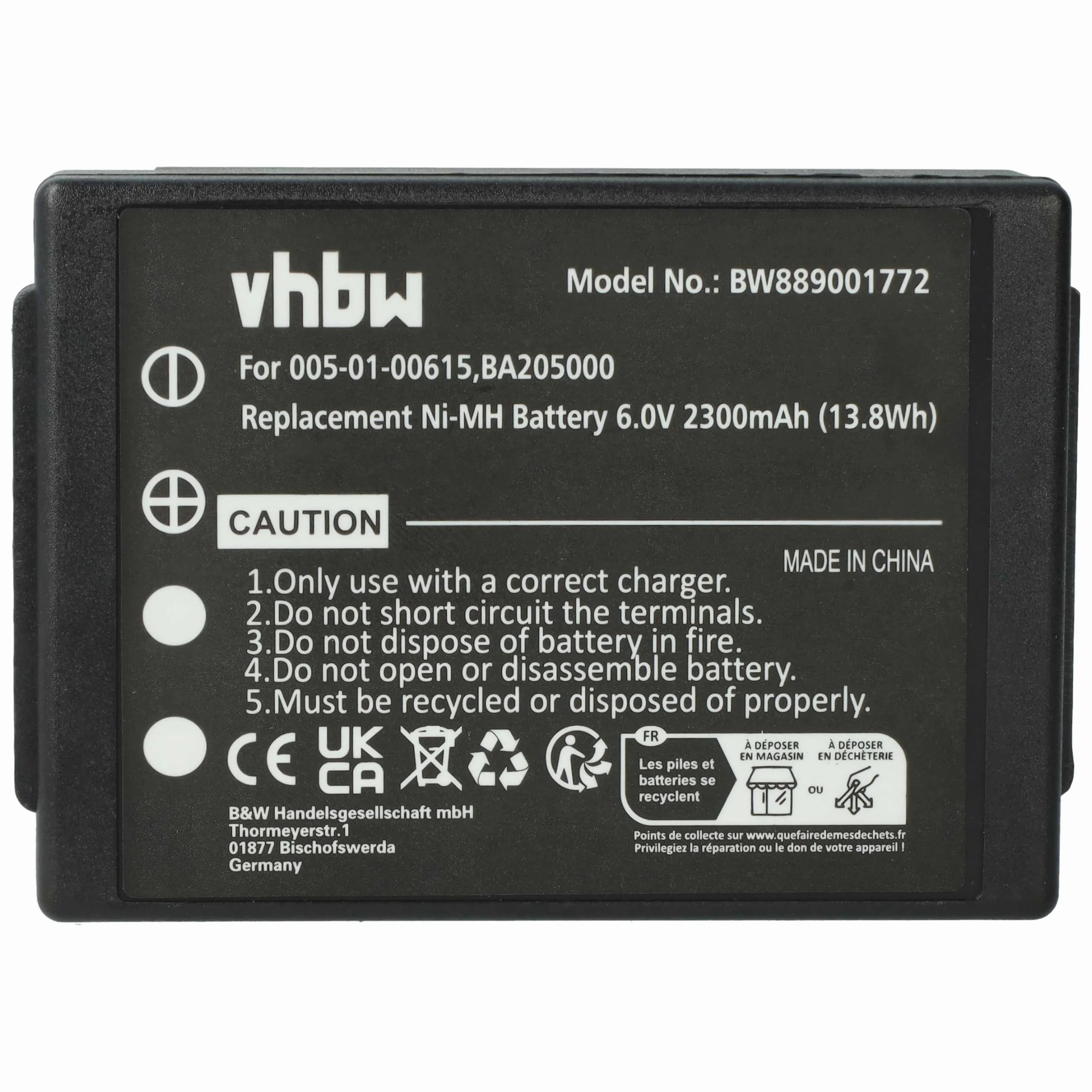 vhbw 10 x bateria zastępuje HBC BA225000, BA209062, BA209061, BA209060 do przemysłowego pilota zdalnego sterowania (2300 mAh, 6 V, NiMH) - czarny