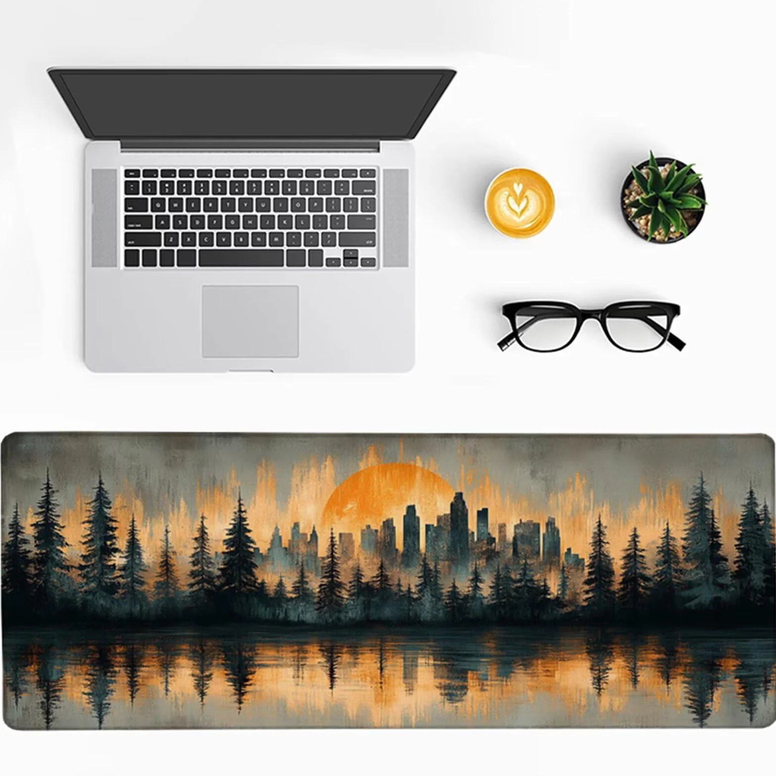 Baum Gamingowa podkładka pod mysz, 1000 x 500 x 3 mm, zachód słońca, podkładka pod mysz, duża, z antypoślizgową gumową podstawą, podkładka pod mysz XXL, z przyszytymi krawędziami, akcesoria dla graczy