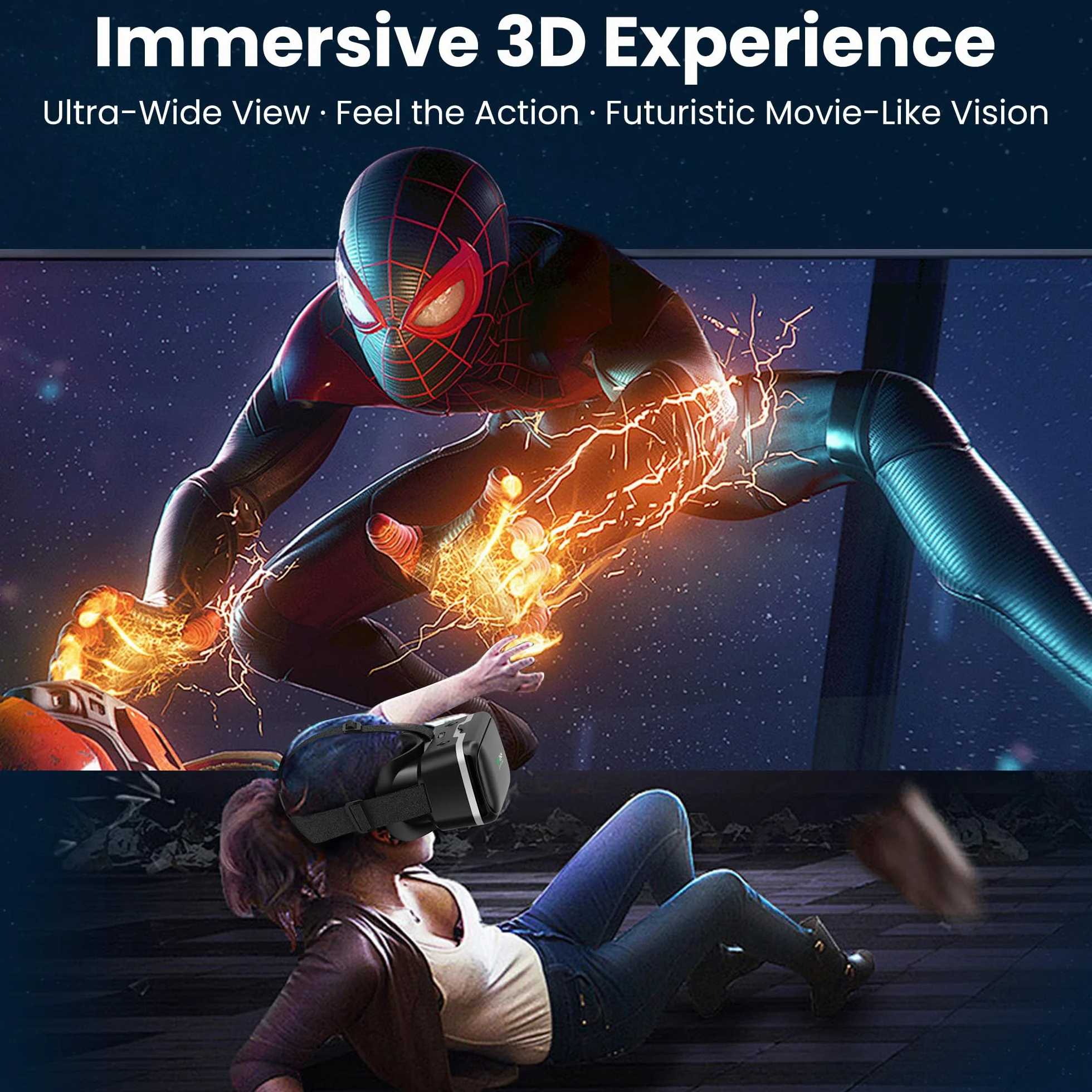 XWP Okulary do wirtualnej rzeczywistości 3D do smartfonów, okulary VR z soczewkami HD Light, kompatybilne z iPhone I Android (4,7-6,8 cala), wrażenia z gier i filmów VR, prezent dla Przyjaciele i