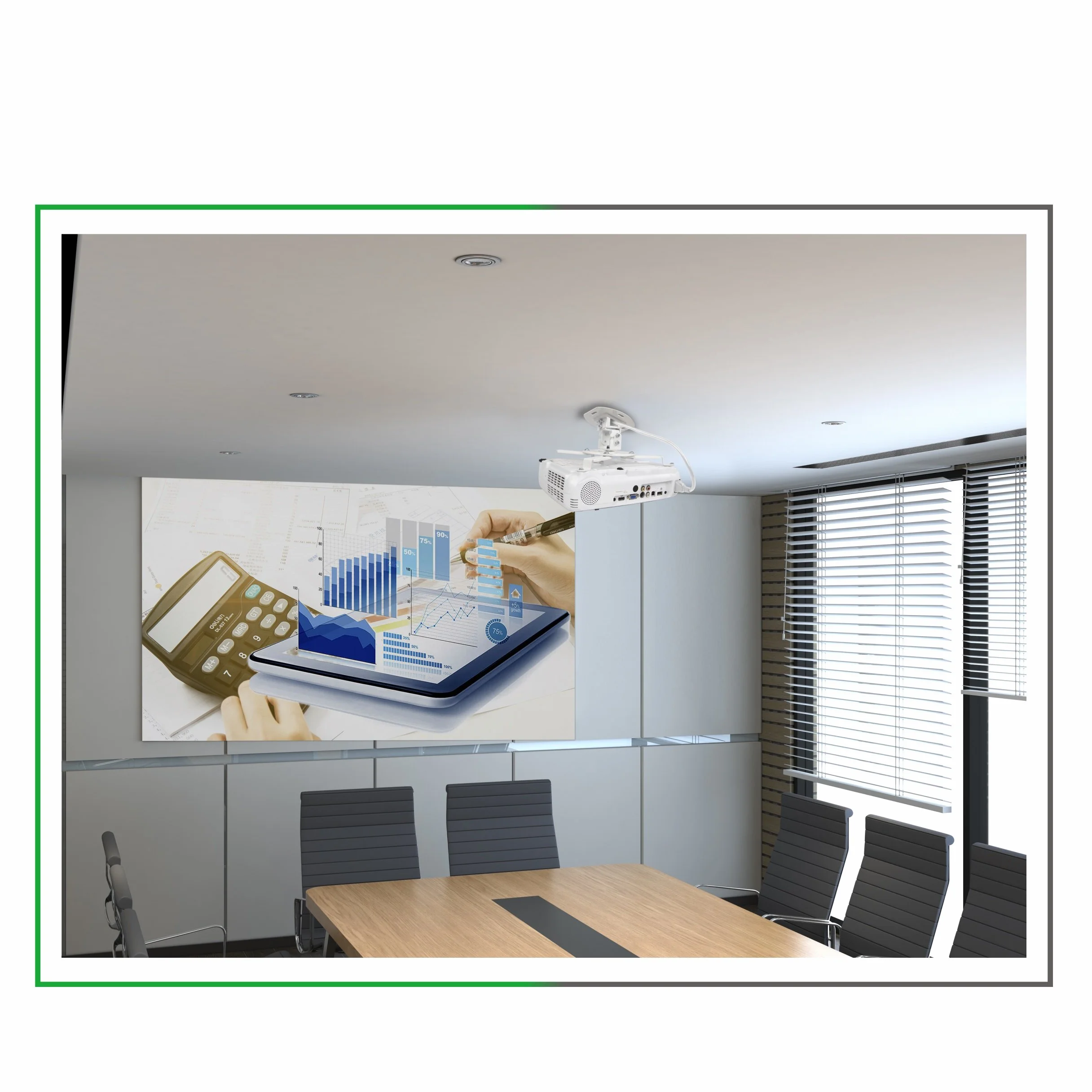 conecto CC50280 uchwyt sufitowy do projektora, możliwość pochylenia od -15° do +15°, obracany o 360°, rozstaw sufitowy 150 mm, nośność maks. 13,5 kg, uniwersalny zakres montażu 54-320 mm, biały
