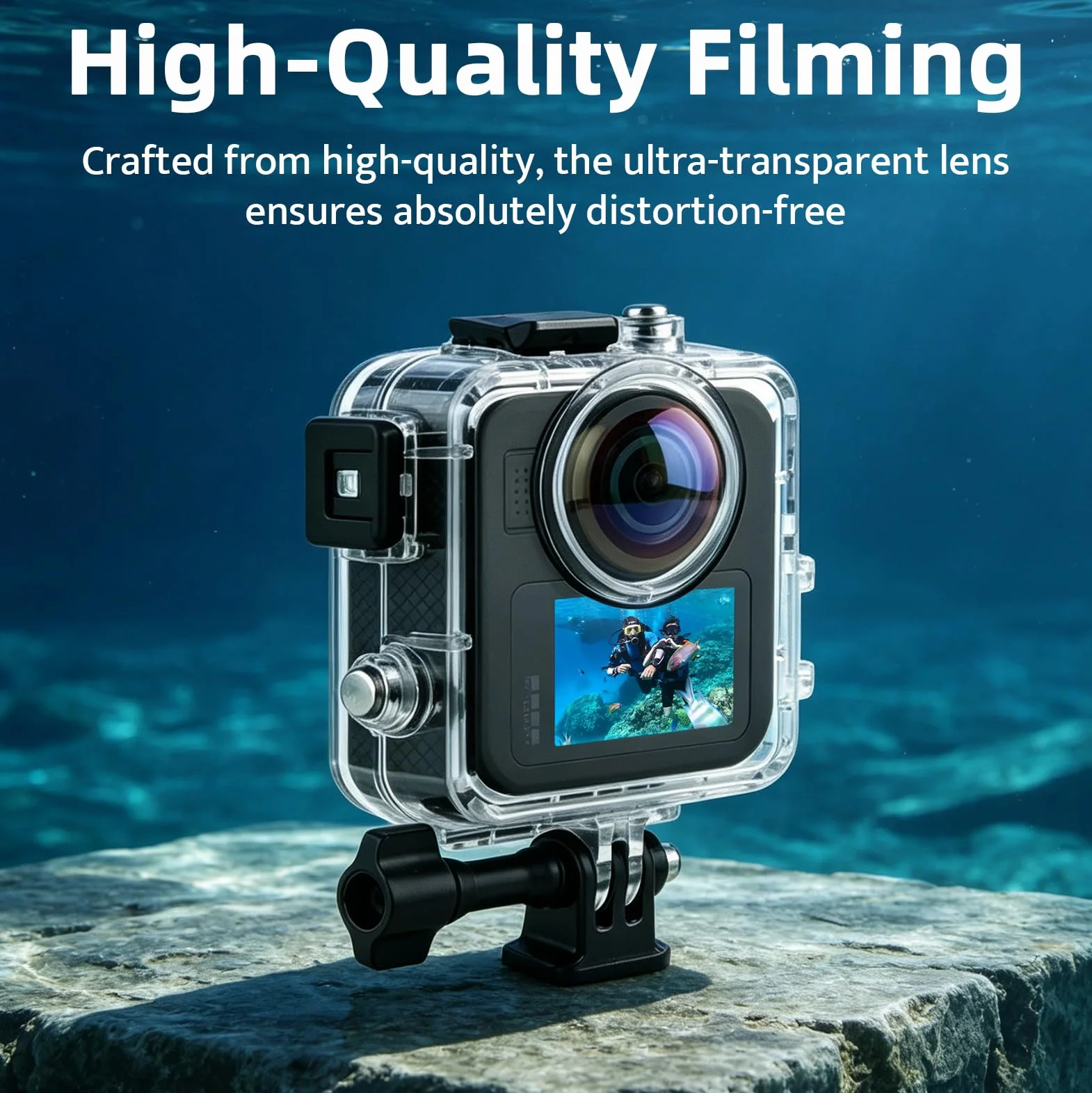 Wodoszczelna obudowa 50 m do GoPro MAX 2, powłoka do nurkowania głębinowego z potrójną uszczelką, wysoce przezroczysty obiektyw do pływania, nurkowania, surfowania