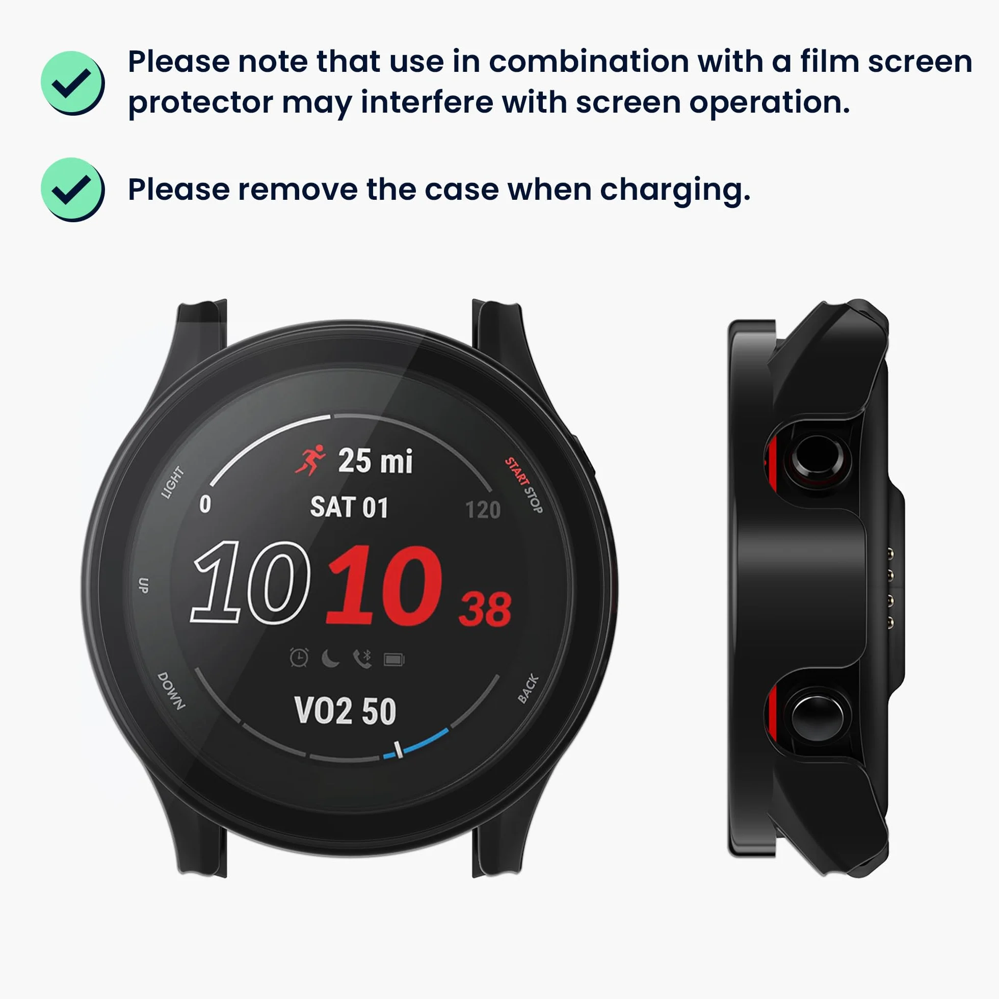 kwmobile 2 x etui kompatybilne z Garmin Forerunner 255/255 Music Case - Fullbody Fitness Tracker zestaw szklanych etui - czarne