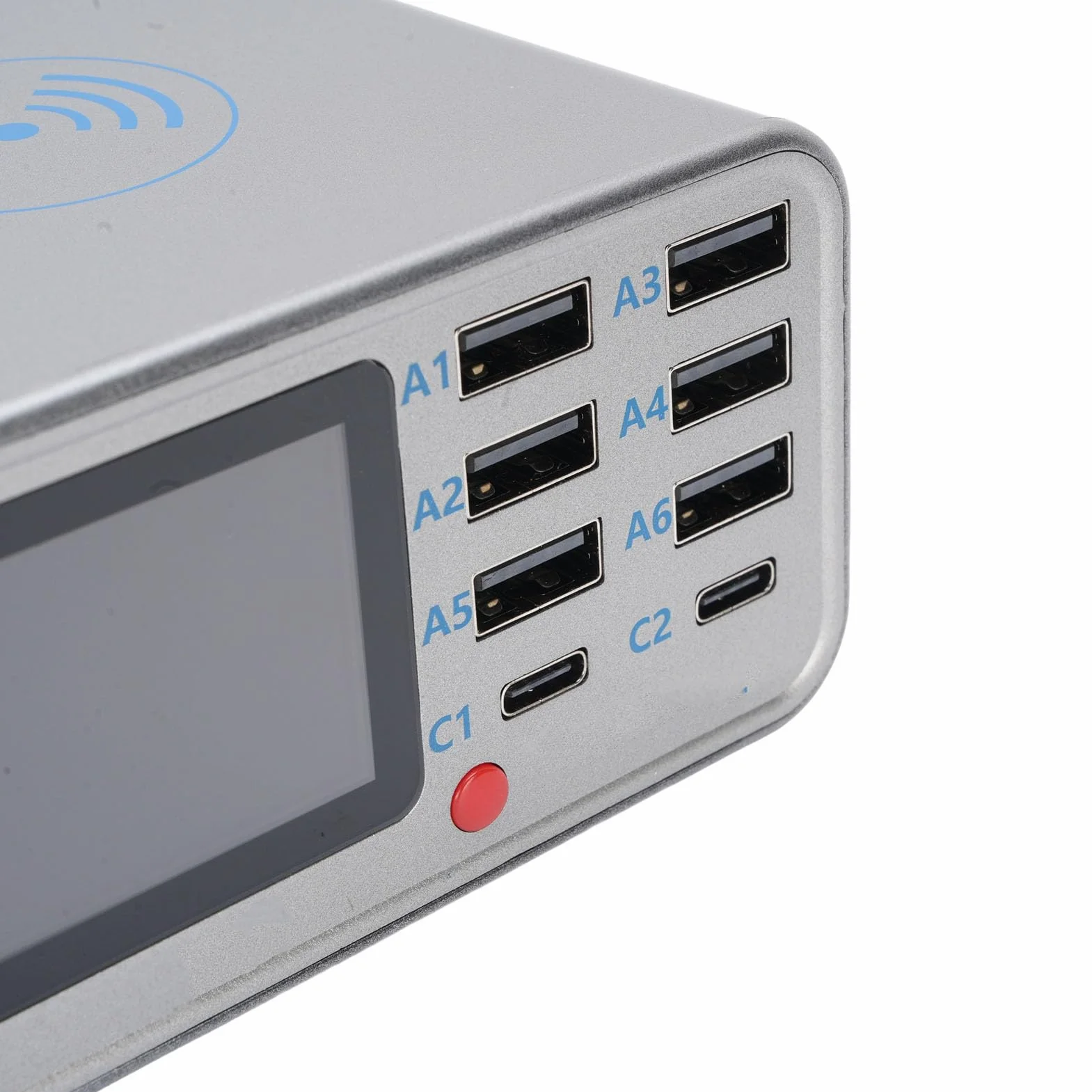 Cuifati Stacja ładowania Bezprzewodowego USB, Stacja ładowania 100W 8 Port Hub Block Cube, QC3.0 PD Szybka ładunek i Wyświetlacz Cyfrowy dla Tabletu Telefonu (przepisy europejskie)