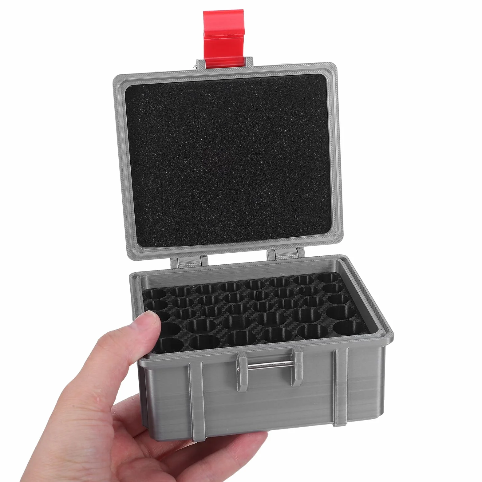 Organizer Do Baterii Aaa Przenośny Pojemnik z Wieloma Slotami Baterie Praktyczne Etui Do Przechowywania i Organizacji Domu Metaliczny Srebrny Design Kompaktowy Baterie Wytrzymały