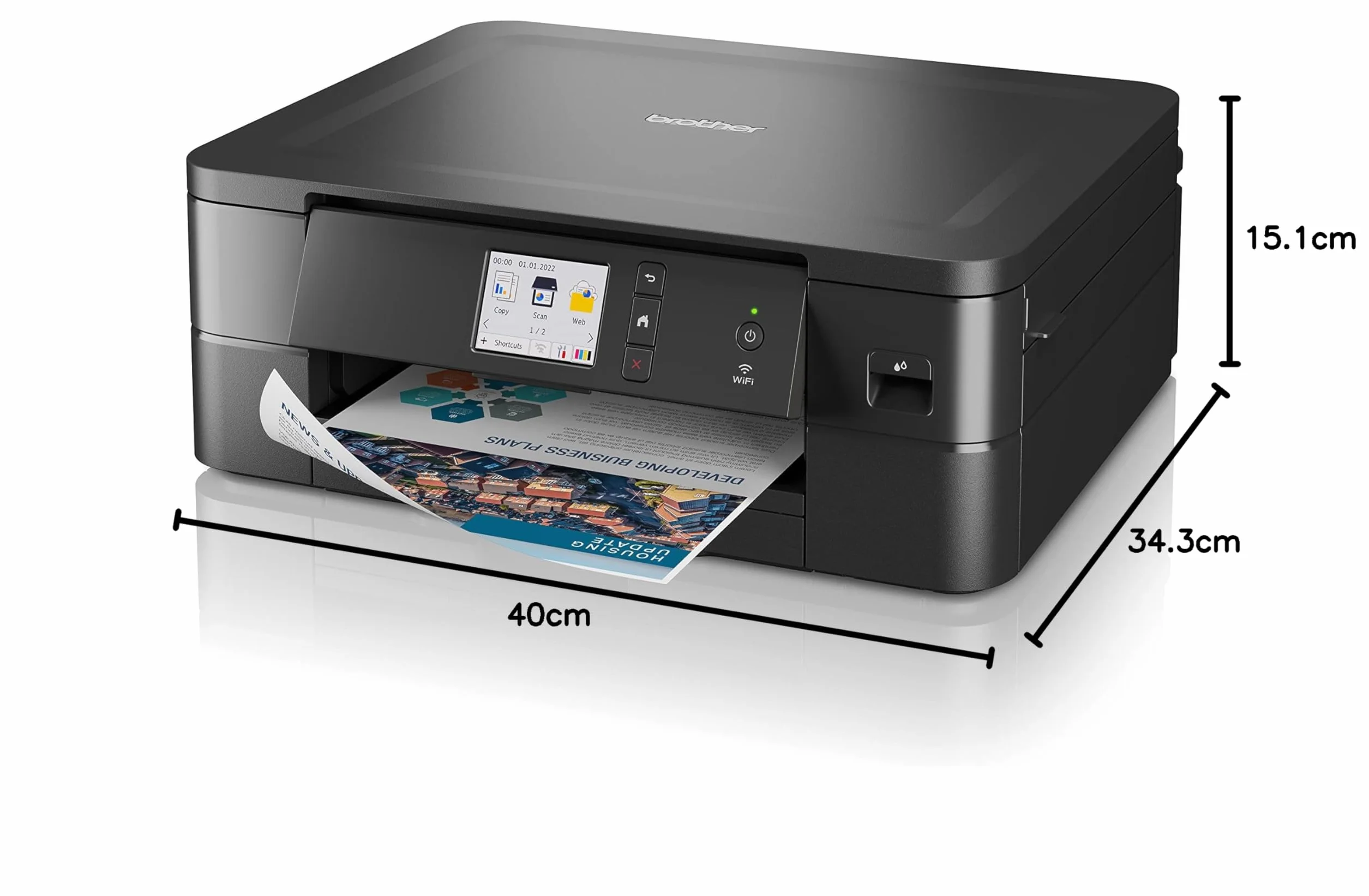 Brother DCP-J1140DW 3 w 1 atramentowe urządzenie wielofunkcyjne (drukarka, skaner, kopiarka), kolor czarny, 400 x 151 x 343 mm