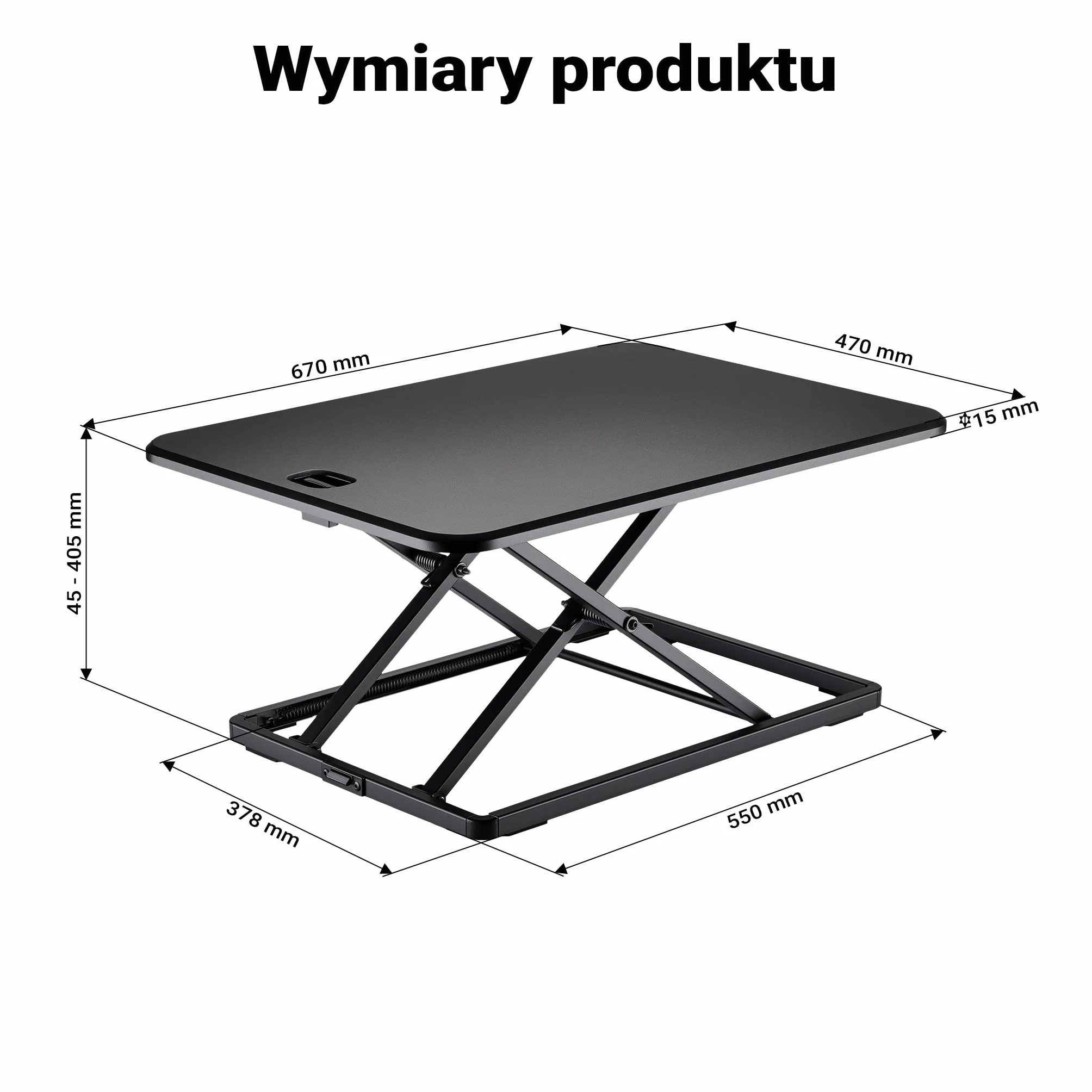 Wiltec Nadstawka na biurko z regulacją wysokości 67x47cm, funkcjonalna podstawka pod monitor, ergonomiczna nakładka regulowana do pracy siedząco-stojącej