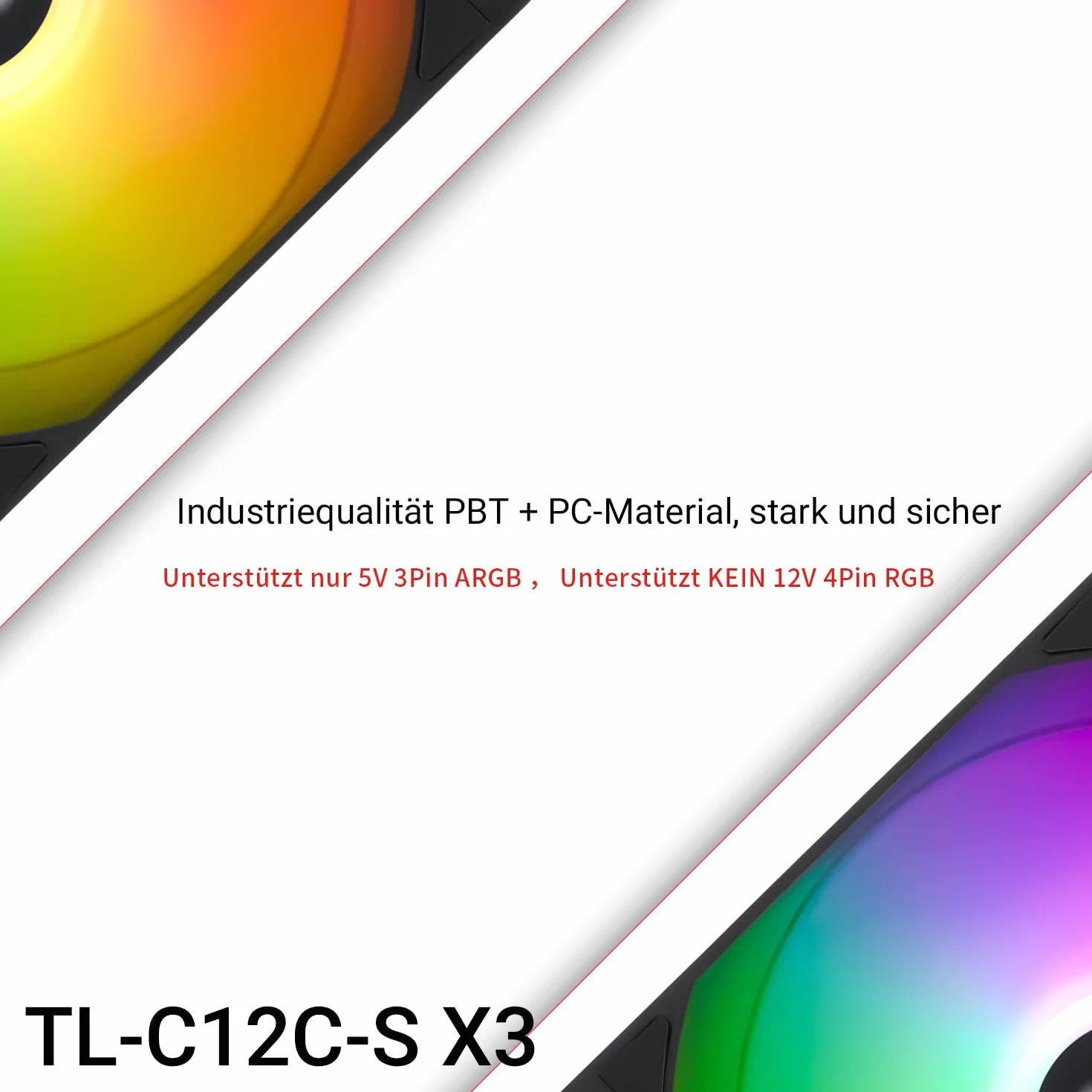 Thermalright TL-C12C-S X3 120 mm CPU PWM ARGB wentylator, 1550 RPM, czarny, 3-pak