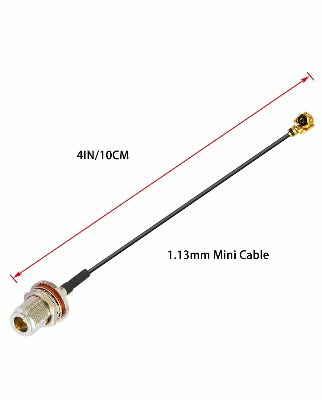 Vecys 2PCS U.F.L.1 do N Typu żeński Kabel Koncentryczny o Niskiej Stratności 4"/10CM U.F.L.1 1.13mm Mini-koncentryczny Kabel Pigtailowy do Routerów Bezprzewodowych Mini Karty Sieciowe PCIE PCI