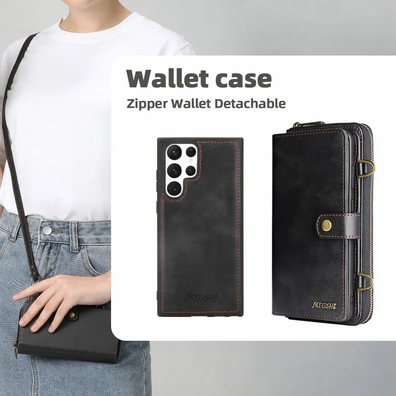 Galaxy S23 Plus Wallet Case 【Zdejmowany portfel 3 w 1, wielofunkcyjny】 magnetyczne etui ze skóry PU, etui z klapką, portfel do Samsung Galaxy S23+ Plus 6,6" - czarne