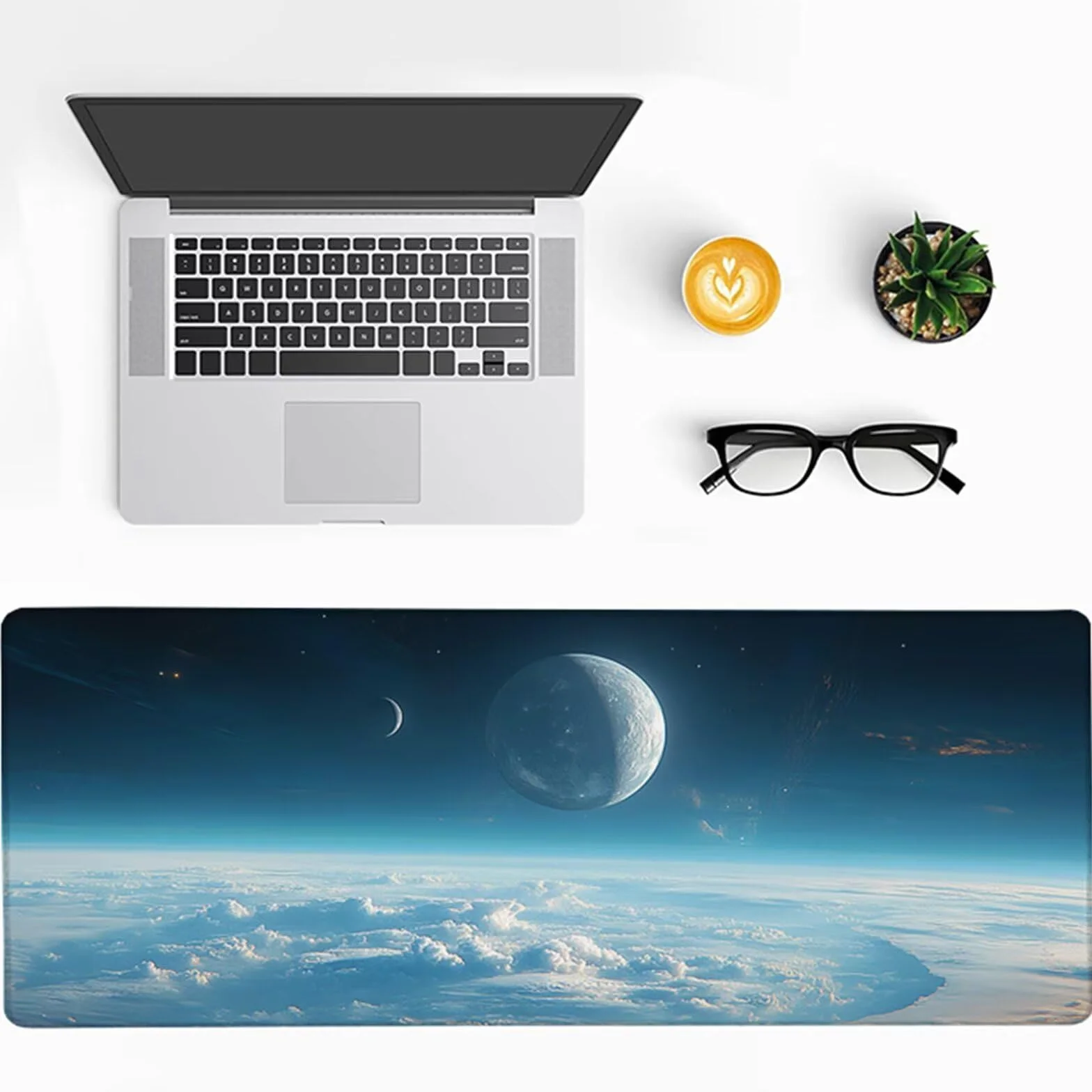 Podkładka pod mysz do gier Planeta 1000 x 500 x 3 mm, mata na biurko XXL Sky Desktop Pad z antypoślizgową gumową podstawą, podkładka pod mysz z szytymi krawędziami, akcesoria do gier, na PC 2-9757