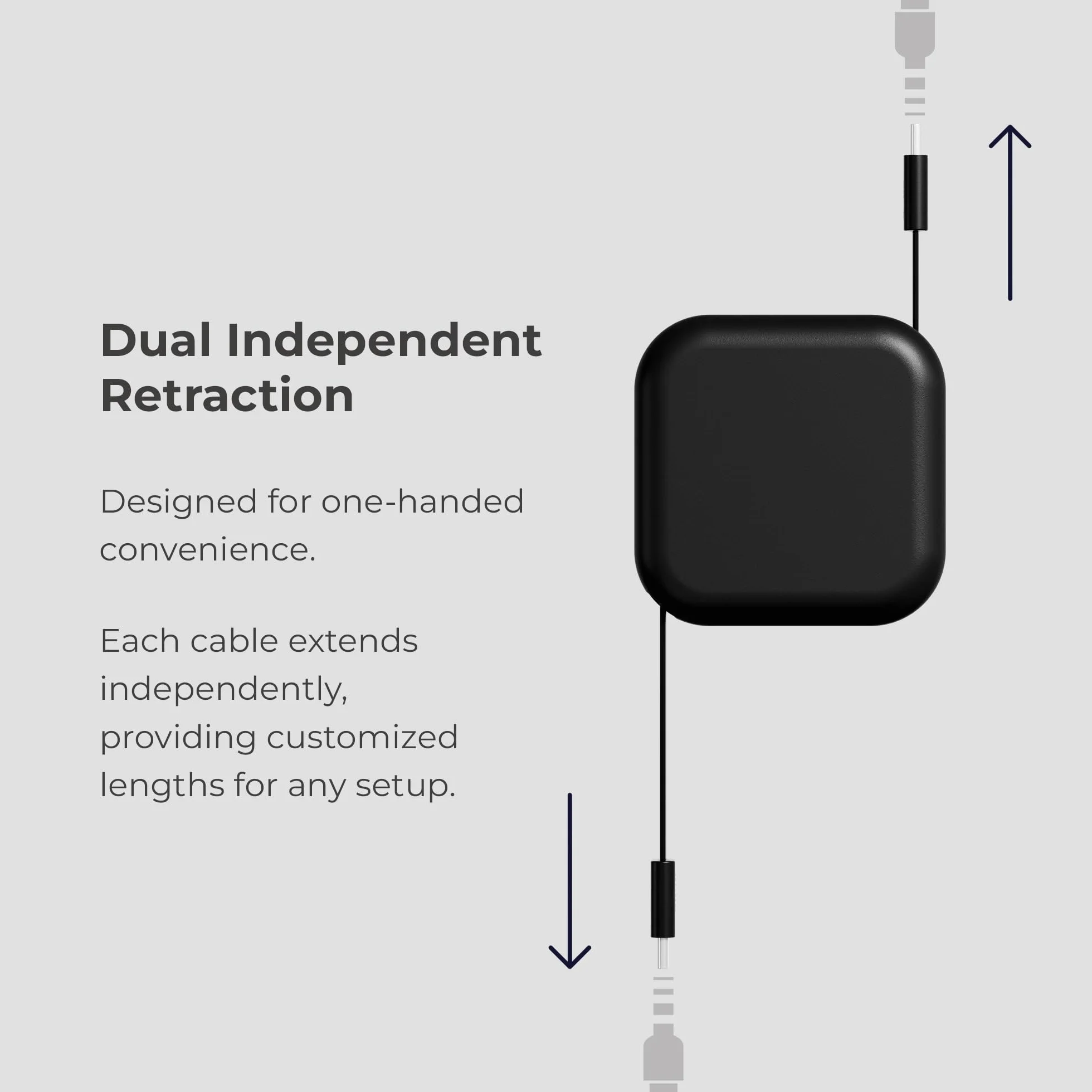 Willox SplitSpool Wysuwany kabel do szybkiego ładowania, 240 W, kompatybilny z USB‑C, niezależny podwójny wyciąg, do 2 m od końca do końca, do iPhone 16/15, iPad Pro, MacBook, Samsung Galaxy (czarny)