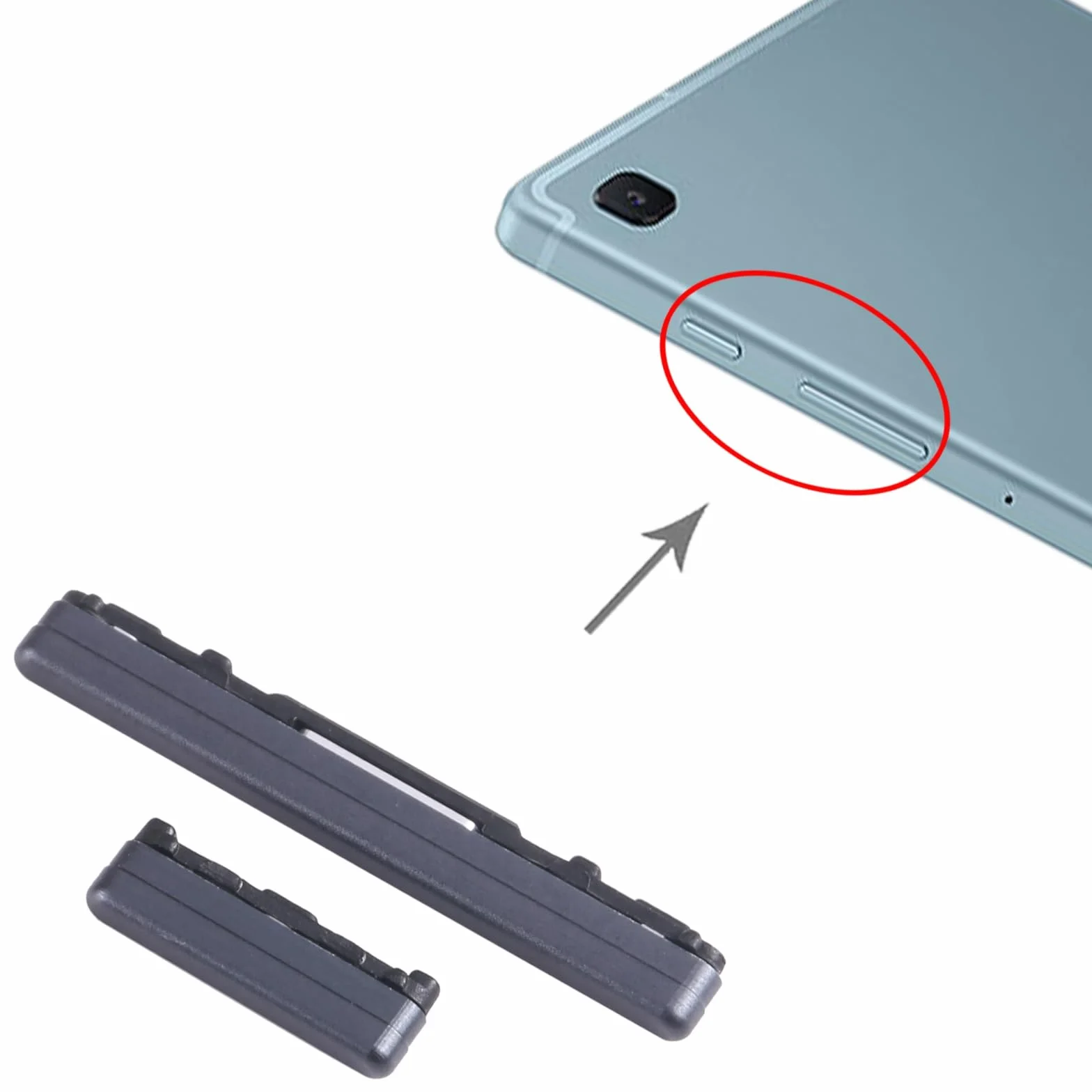 Przycisk włączania i wyłączania głośności, boczne przyciski zastępcze do Samsung Galaxy Tab S6 Lite SM-P610/P615, przycisk zasilania + wymiana zewnętrznych przycisków bocznych głośności (czarny)