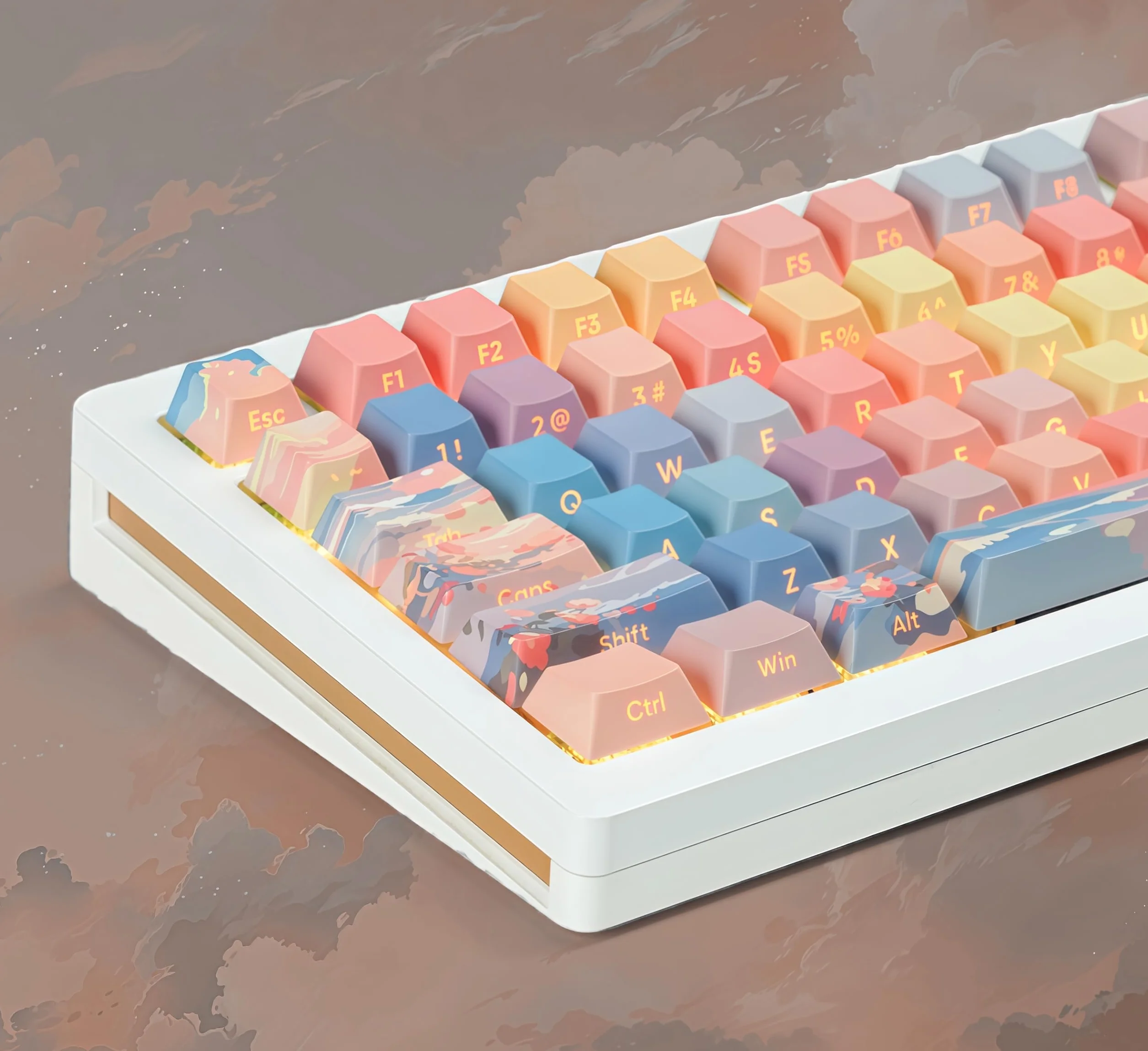 dagaladoo Nasadki klawiszy PBT 60-75%, świecące przez niestandardową nasadkę klawiszy, podwójne nasadki na klawiaturę, 130 klawiszy Cherry Profile dye-sub nasadki na klawisze do klawiatury maszynowej