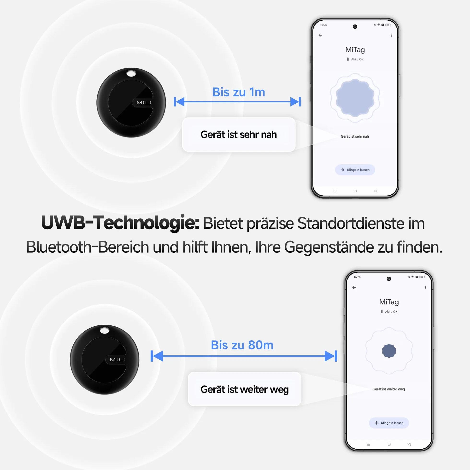 MiTag Bluetooth Tracker dla Android, Inteligentny Lokalizator Kluczy, Śledzenie Bagażu, Kompatybilny z Google Znajdź moje urządzenie, dla Kluczy, Torb, Walizek (Czarny-1Pack)
