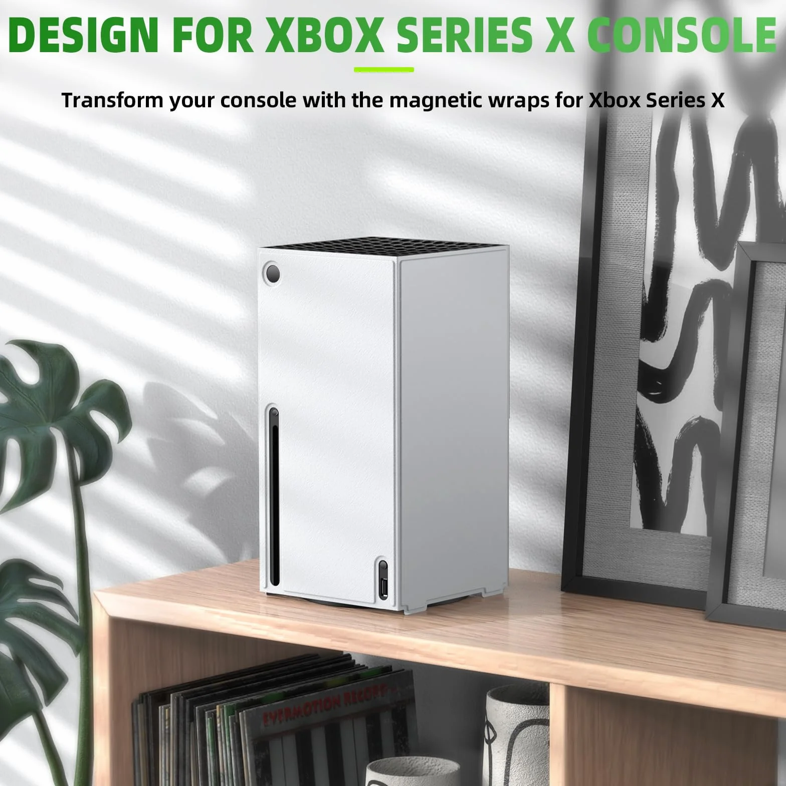 WOLIBEAR Magnetyczne etui Smart Wraps do konsoli Xbox Series X, pełna ochrona, etui na akcesoria do Xbox Series X, ze skórą PU i miękką wyściółką wewnętrzną, kolor biały