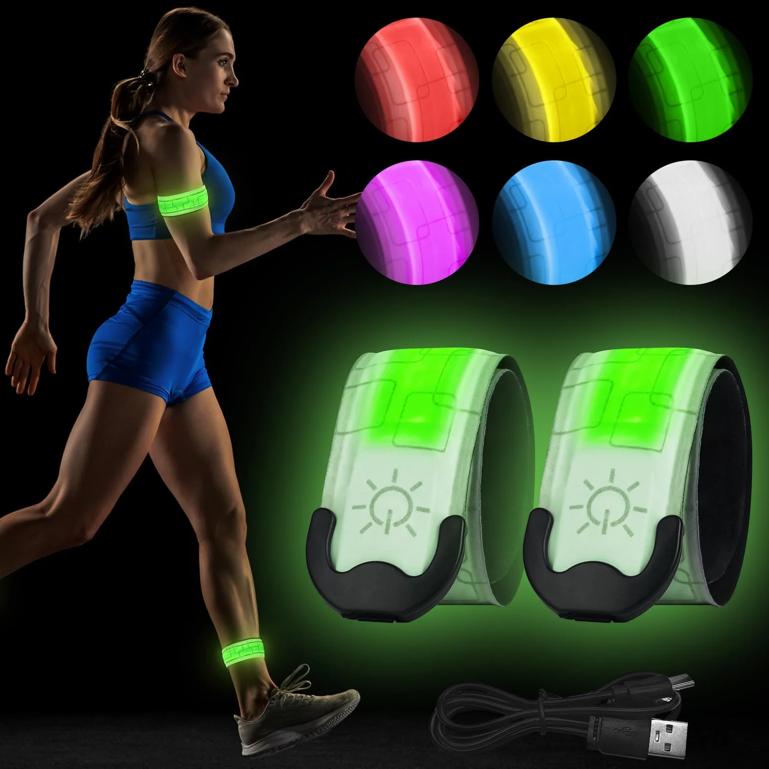 flintronic 2 sztuki podświetlanych pasków LED, pasek bezpieczeństwa dla dzieci, nocnych spacerów, świetlna bransoletka LED, magiczny pasek do biegania, jazdy na rowerze, joggingu itd., biała
