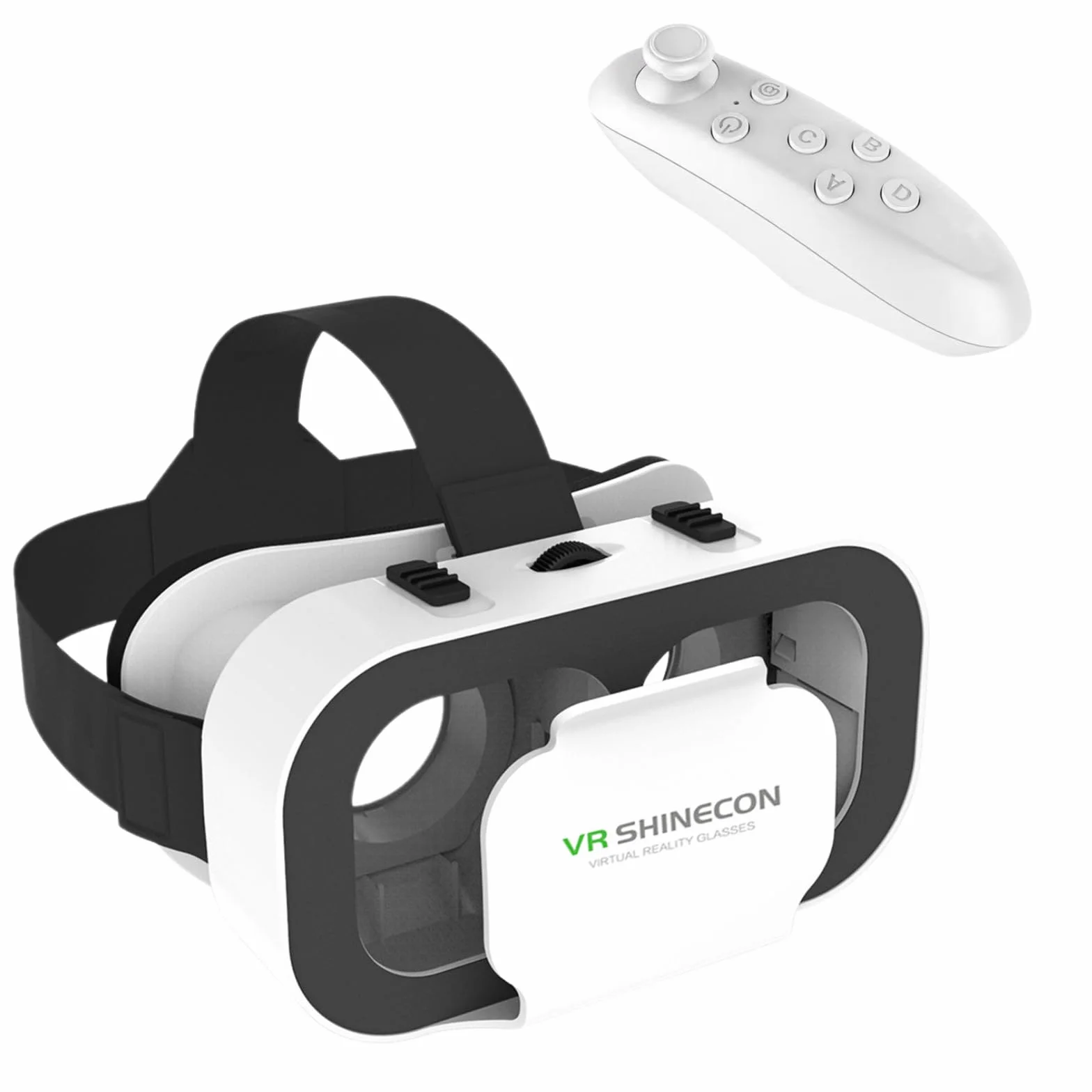 Zestaw słuchawkowy do wirtualnej rzeczywistości okulary VR kompatybilne z iPhone'em i systemem Android, regulowany zestaw słuchawkowy 3D VR do telefonu od 4,7 do 6,5 cala, z kontrolerem do filmów i
