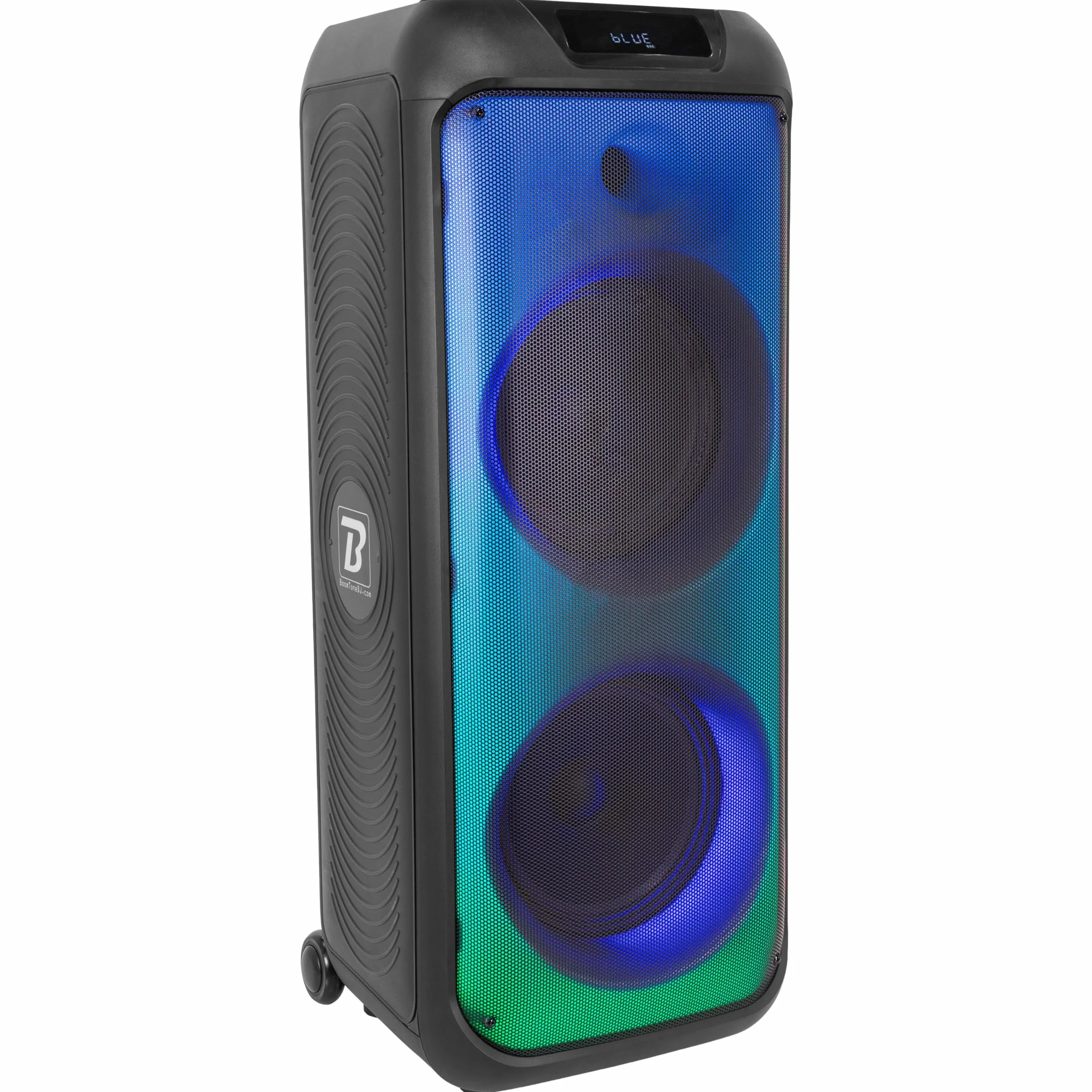 BoomToneDJ BOOMaster 900 - przenośny głośnik aktywny 900 W z efektami świetlnymi, Bluetooth 5.0, TWS, USB/SD, akumulatorem, kółkami i uchwytem.