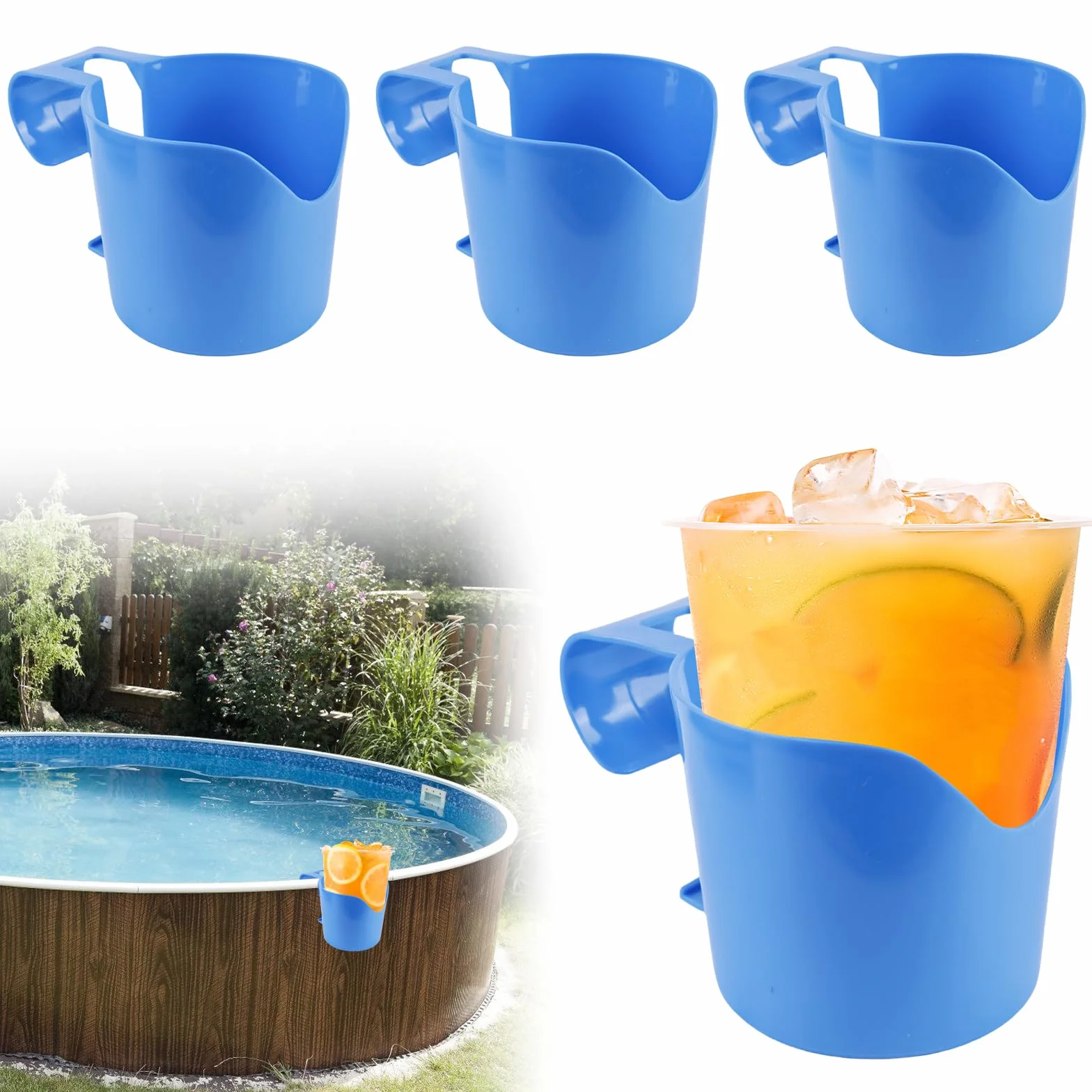 Uchwyt na napoje do basenu, 4 sztuki, uchwyt na napoje z tworzywa sztucznego, wielofunkcyjny uchwyt na kubki Poolside, uchwyt na puszki basenowe, do odstawiania napojów i przedmiotów