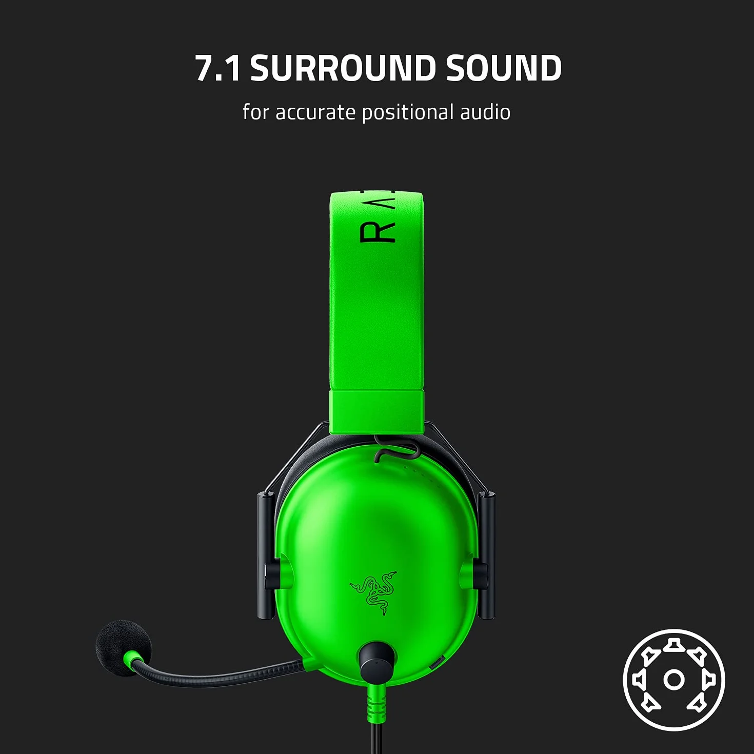 Razer BlackShark V2 X Zestaw słuchawkowy do gier: dźwięk przestrzenny 7,1 - sterowniki 50 mm - poduszka z pianki z pamięcią kształtu - do PC, PS4, PS5, przełącznika, Xbox One, gniazdo audio 3,5 mm,