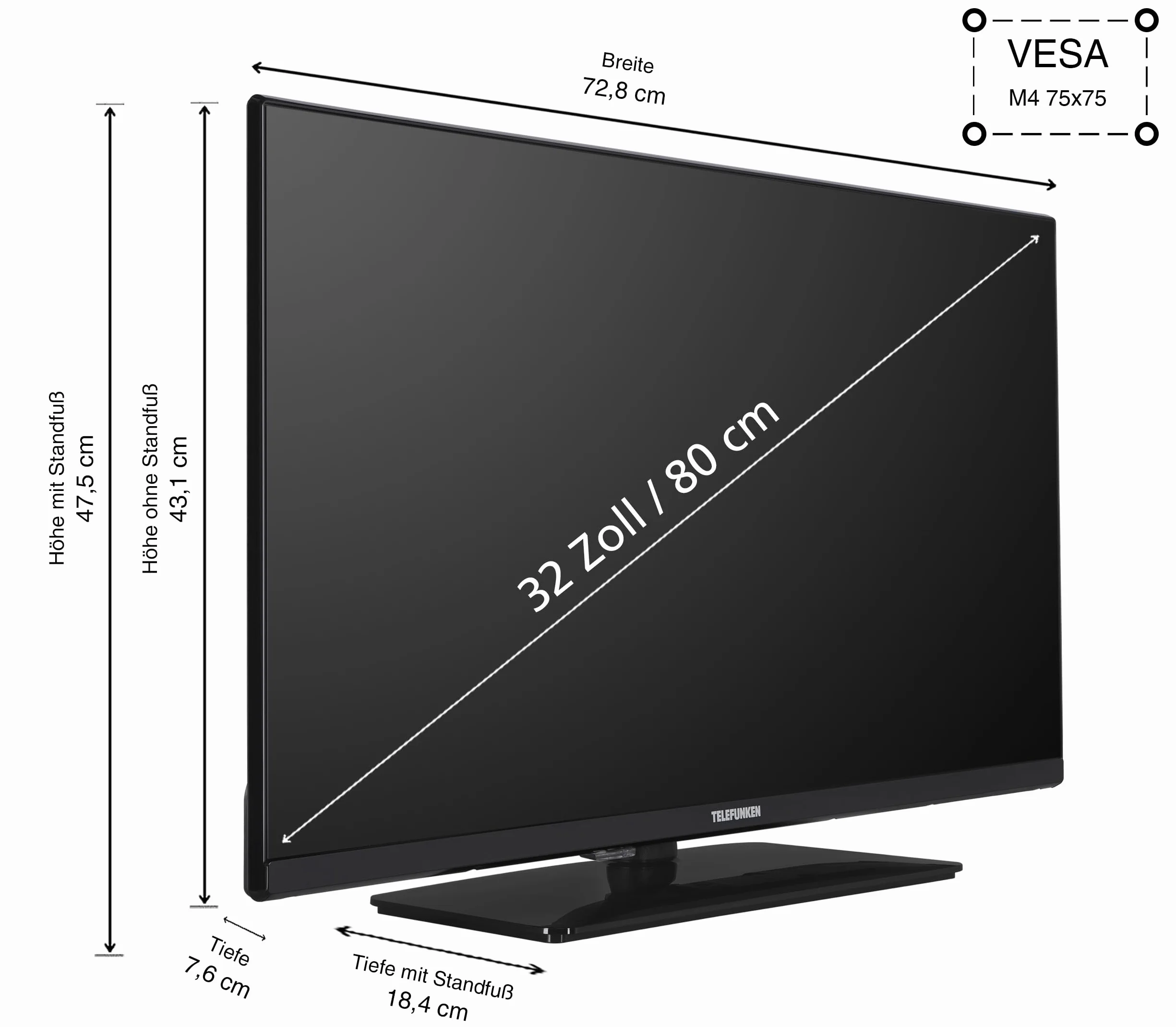 Telefunken Telewizor z systemem Android 32" (Full HD Smart TV, Dolby Vision HDR, potrójny tuner, Bluetooth) XF32AN750M