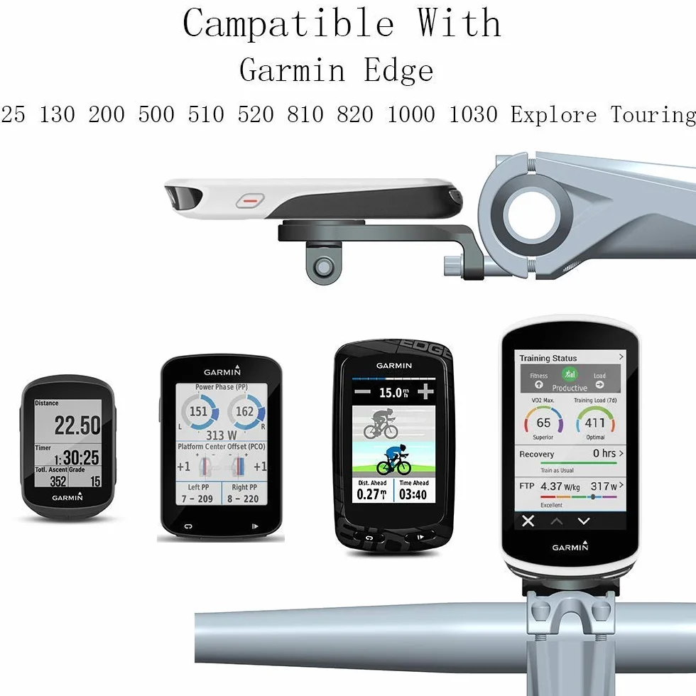 Panmout Best Tek Garmin Edge przedłużony uchwyt na kierownicę rowerową do adaptera NiteRider, sportowej kamery sportowej, Garmin Edge 25, 130, 200, 500, 510, 520, 800, 810, 820, 1000, 1030
