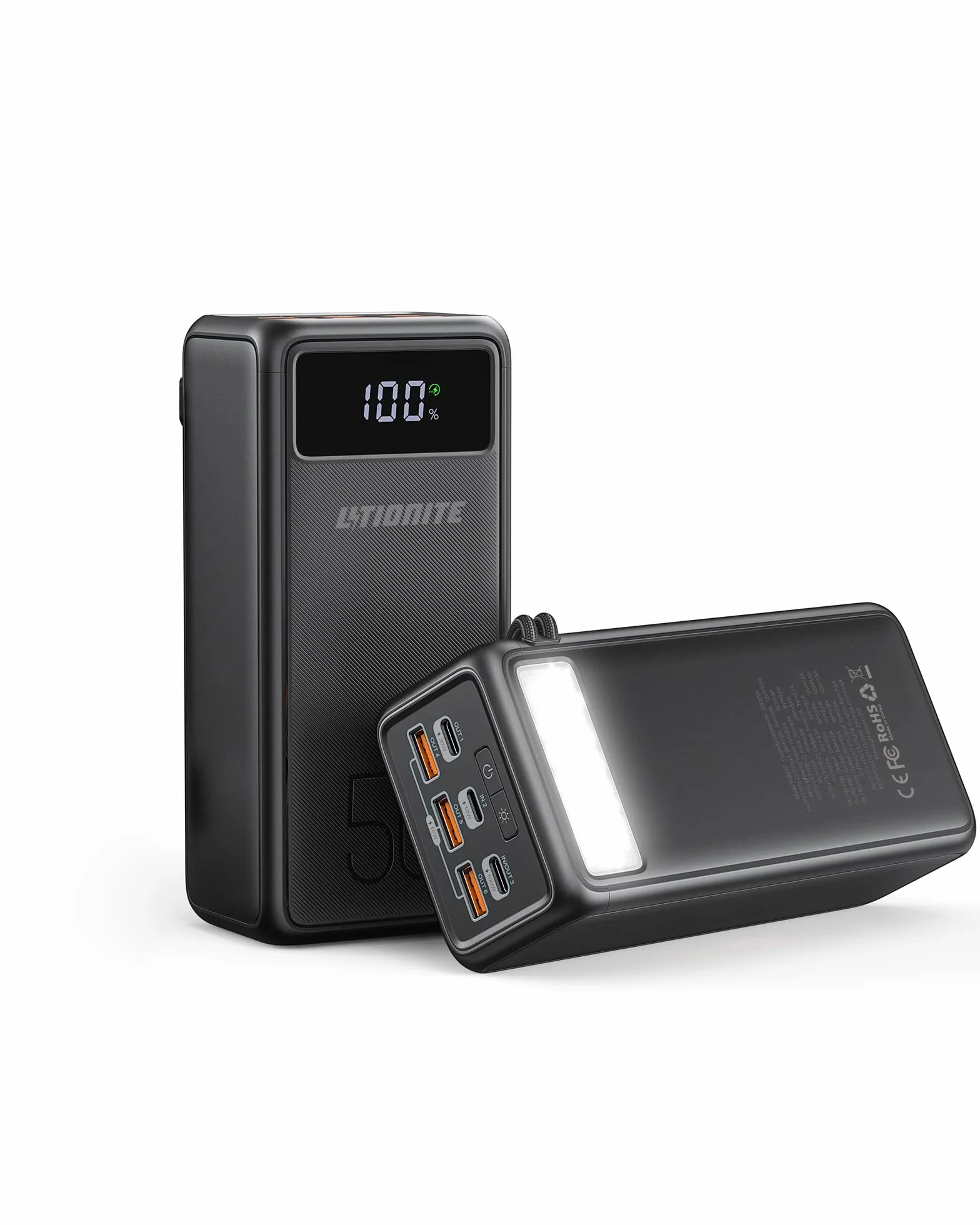 LITIONITE Raiden 130W / 56.000mAh Power Bank USB-C PD3.0 (100W Max) + USB-A (18W Max) - przenośny powerbank z dużym wyświetlaczem do PC/MacBook/MateBook/Surface/Spectre/smartphone/tablet