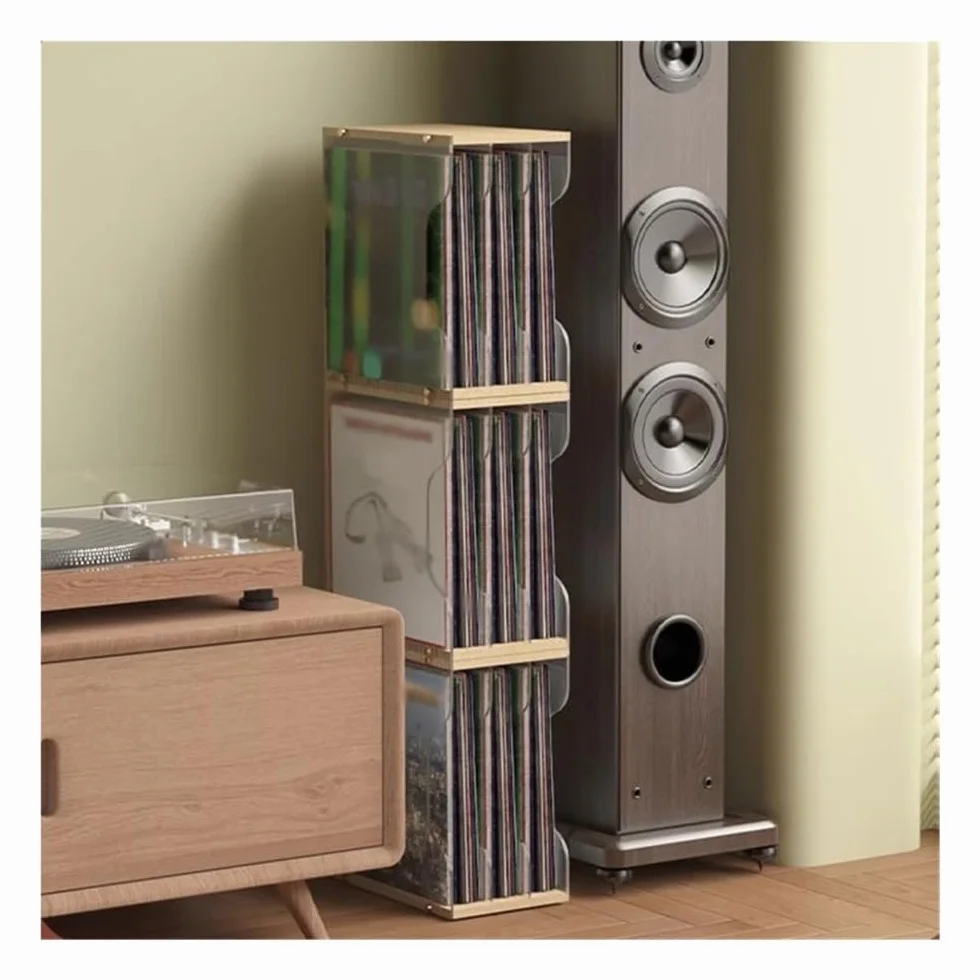 Stojak do przechowywania płyt CD Stojak na płyty winylowe z trzema przegródkami. Przezroczysty akrylowy uchwyt na albumy CD