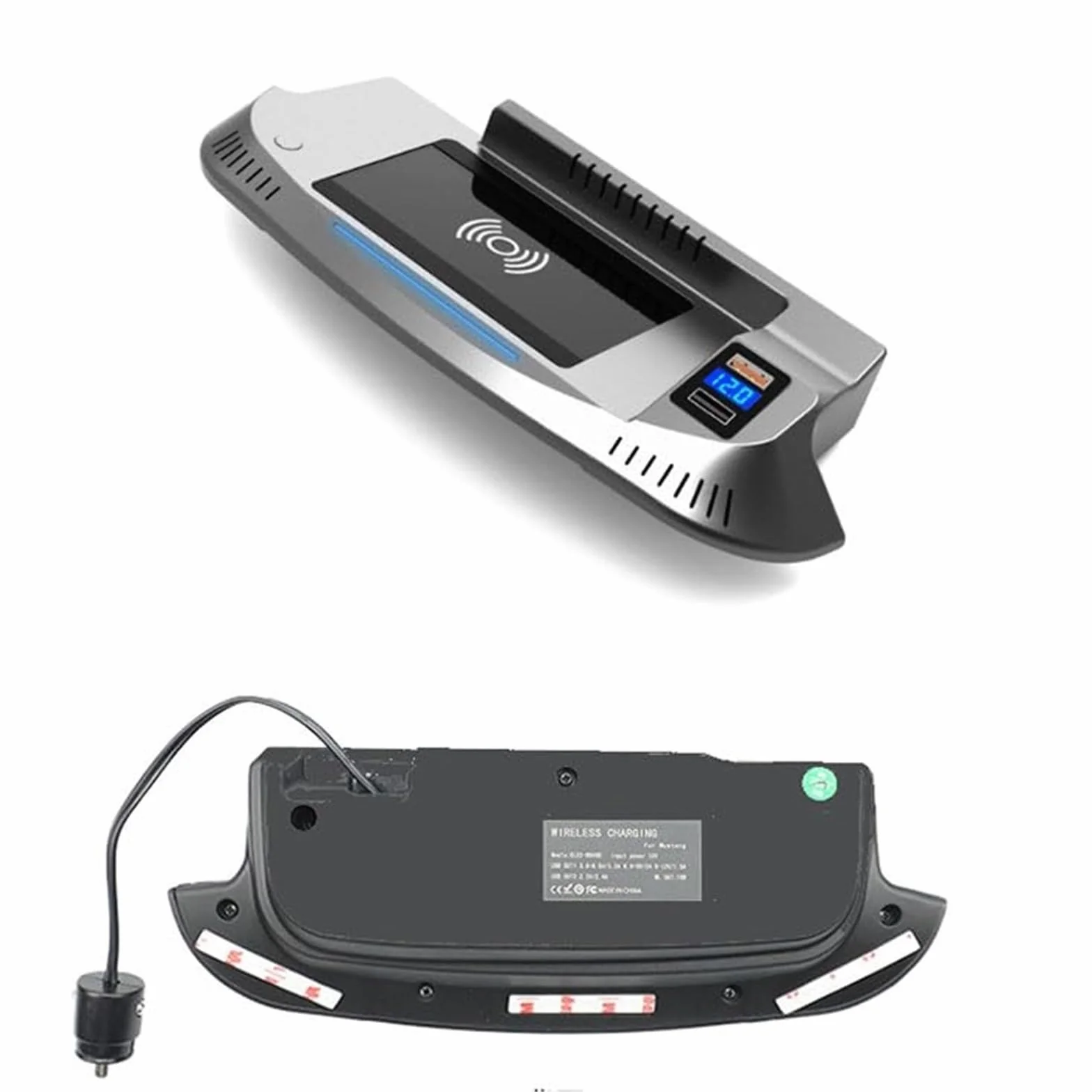 15W Szybka bezprzewodowa ładowarka samochodowa Uchwyt samochodowy Bezprzewodowa ładowarka QI Panel Telefon Ładowarka Pad, Ford, dla Mustang, 2015-2020 Bezprzewodowa ładowarka samochodowa