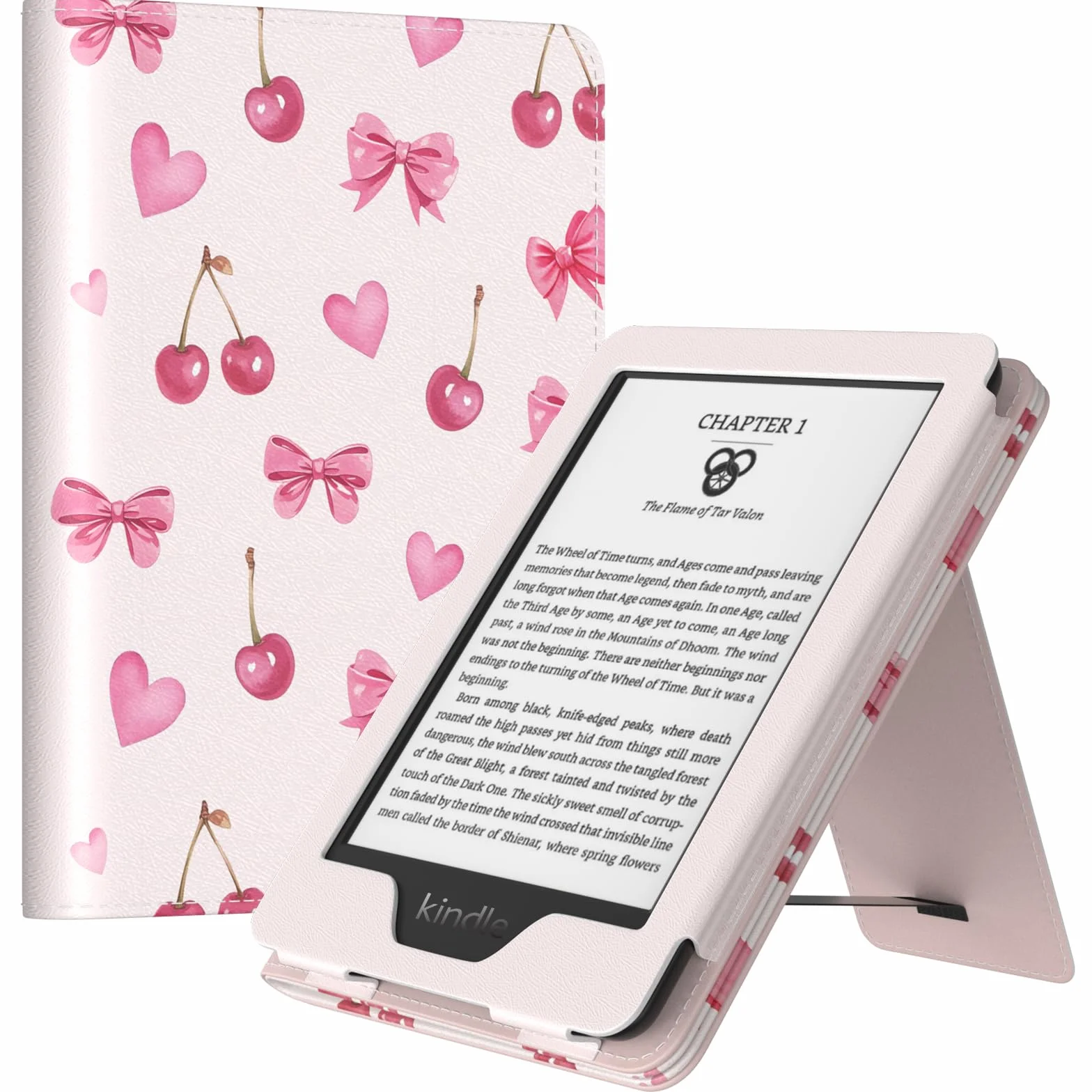 MoKo Case for 6" All-New eBook 11th Generation 2024/2022, Lightweight Shell Cover with Hand Strap Auto Wake/Sleep for E-Reader 11th Gen 2024, Cherry Bow