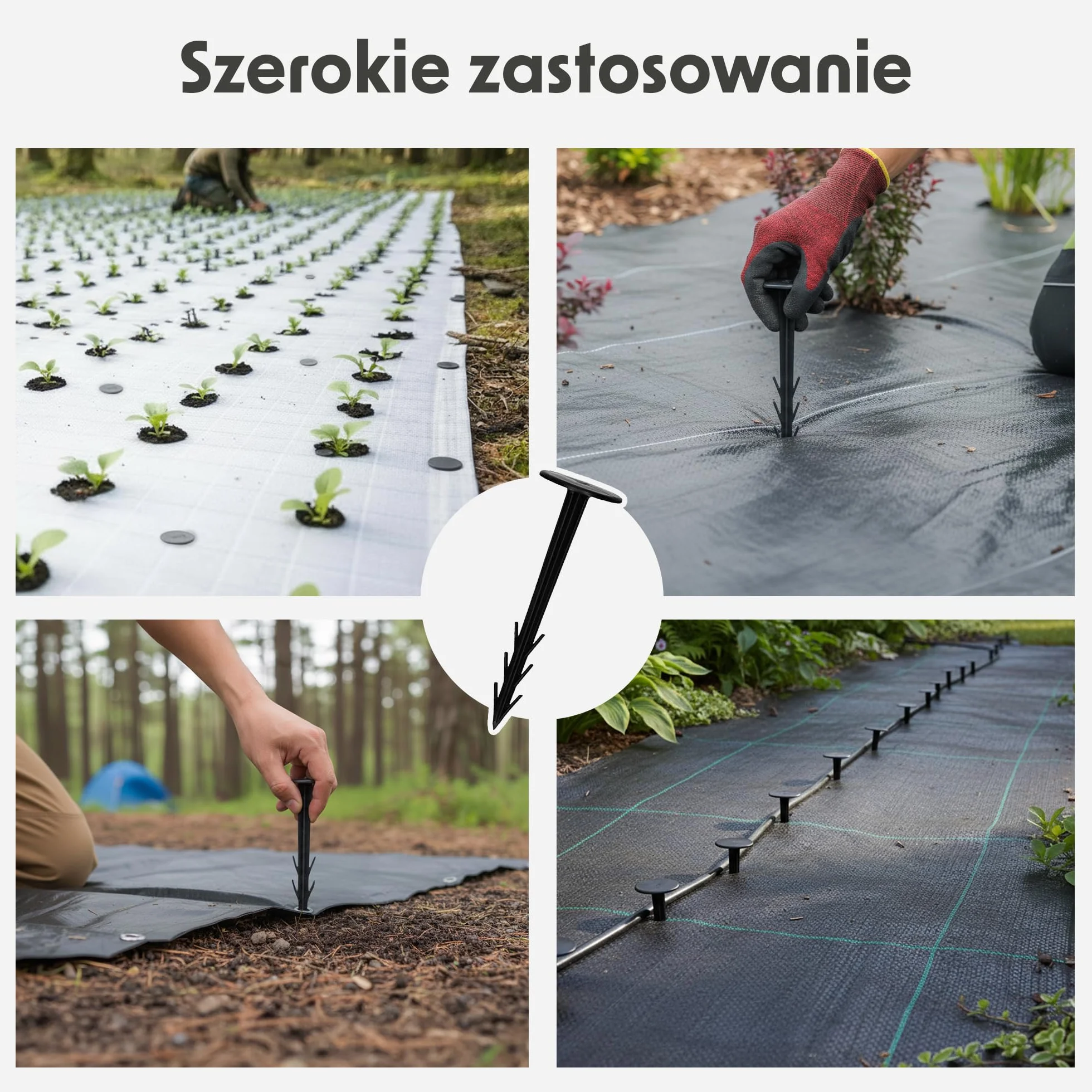 Kotwa gruntowa z tworzywa sztucznego, 50 x – śledzie odporne na promieniowanie UV, żebrowana konstrukcja i haczyki, szeroka główka, idealna do włókniny przeciw chwastom, geowłókniny, mulczu