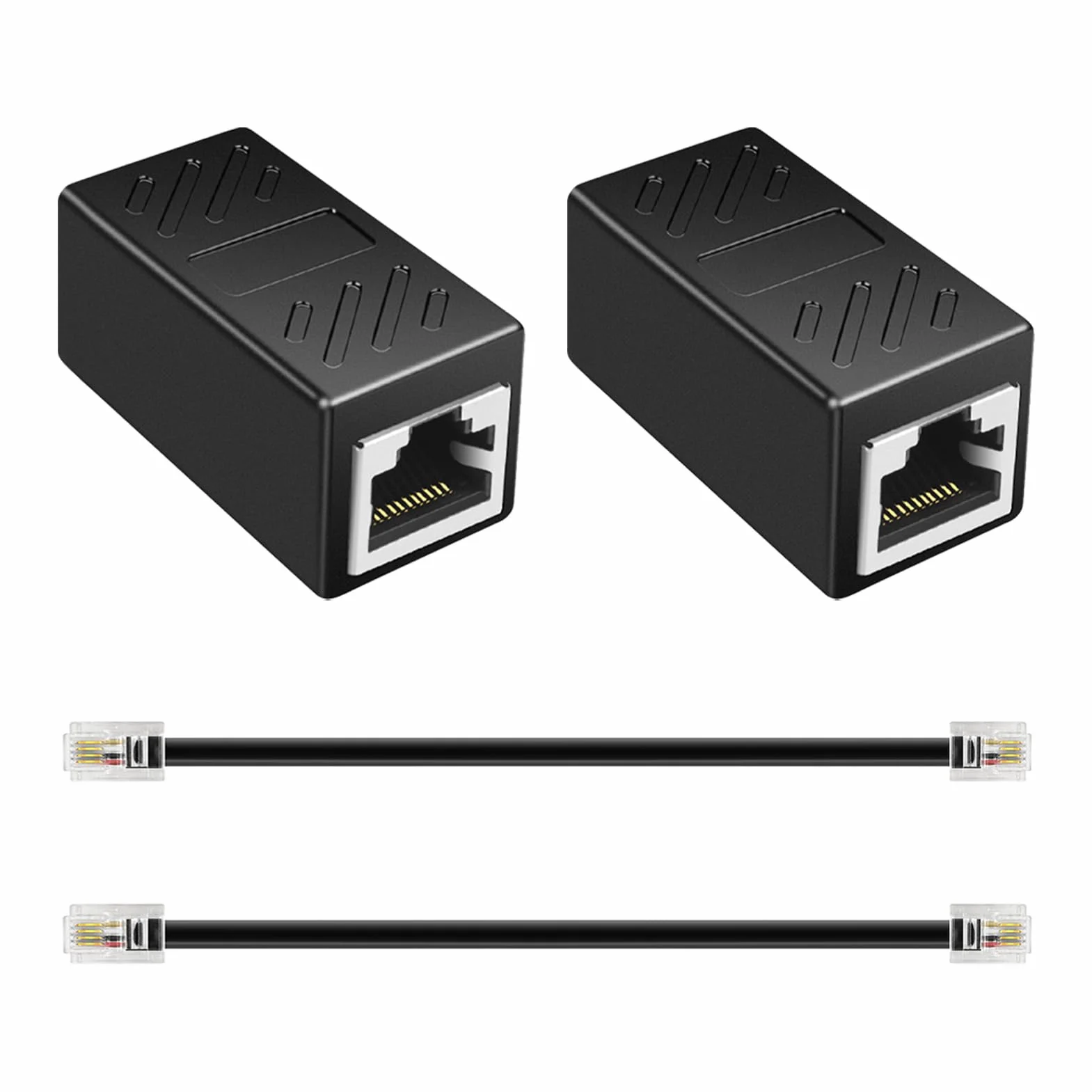 Zestaw 2 adapterów RJ45 na RJ11, adapter ADSL RJ45, złącze żeńskie RJ11 (6P4C) na męski (8P4C), kabel telefoniczny i łącznik Ethernet do telefonu, faksu, CCTV, modemu ADSL
