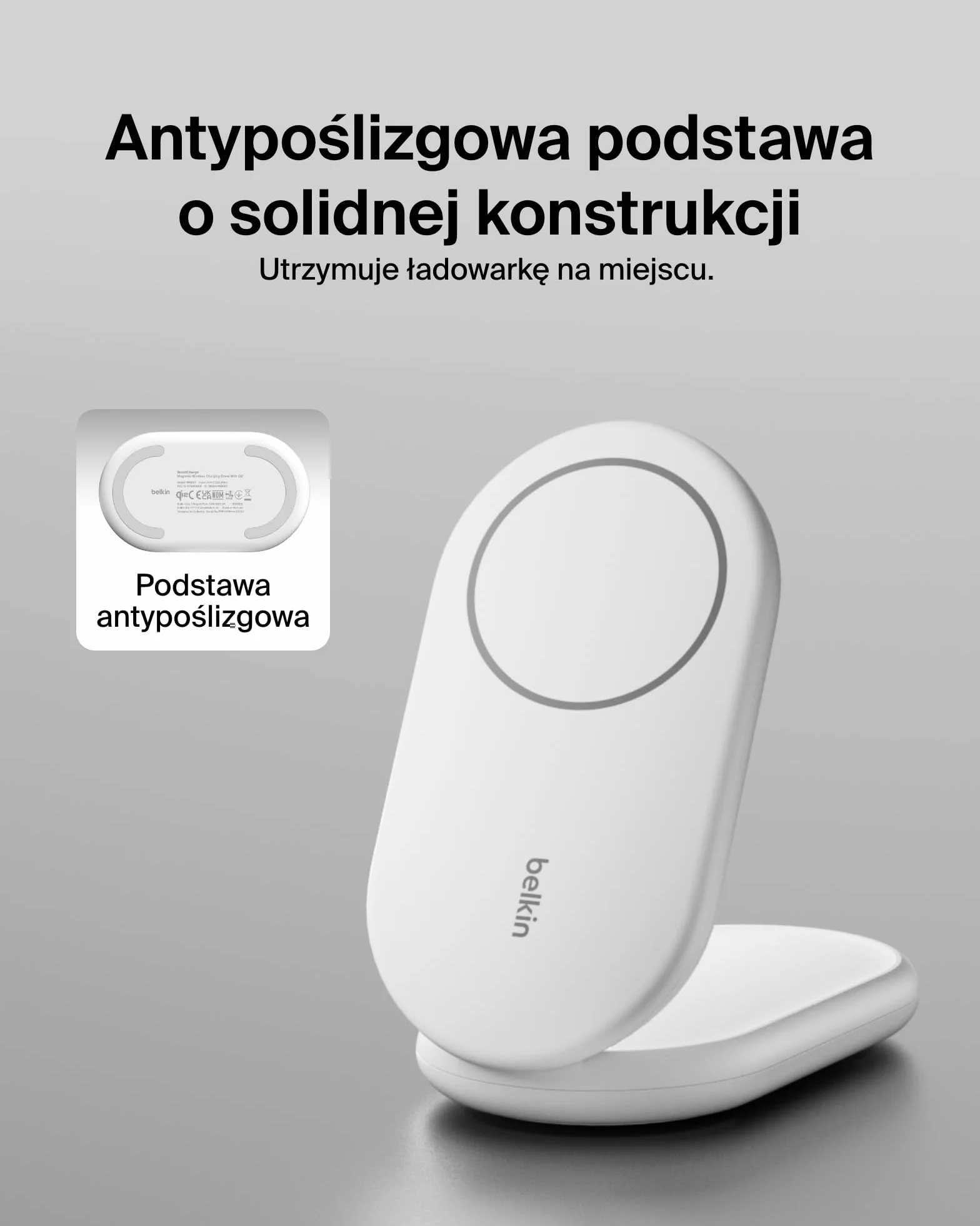 Belkin BoostCharge magnetyczna, składana ładowarka Qi2 bezprzewodowa 15 W, zgodna z MagSafe, szybkie ładowanie Qi2 dla iPhone’a serii 16/15/14/13, obsługa trybu czuwania, zasilacz w zestawie – biała