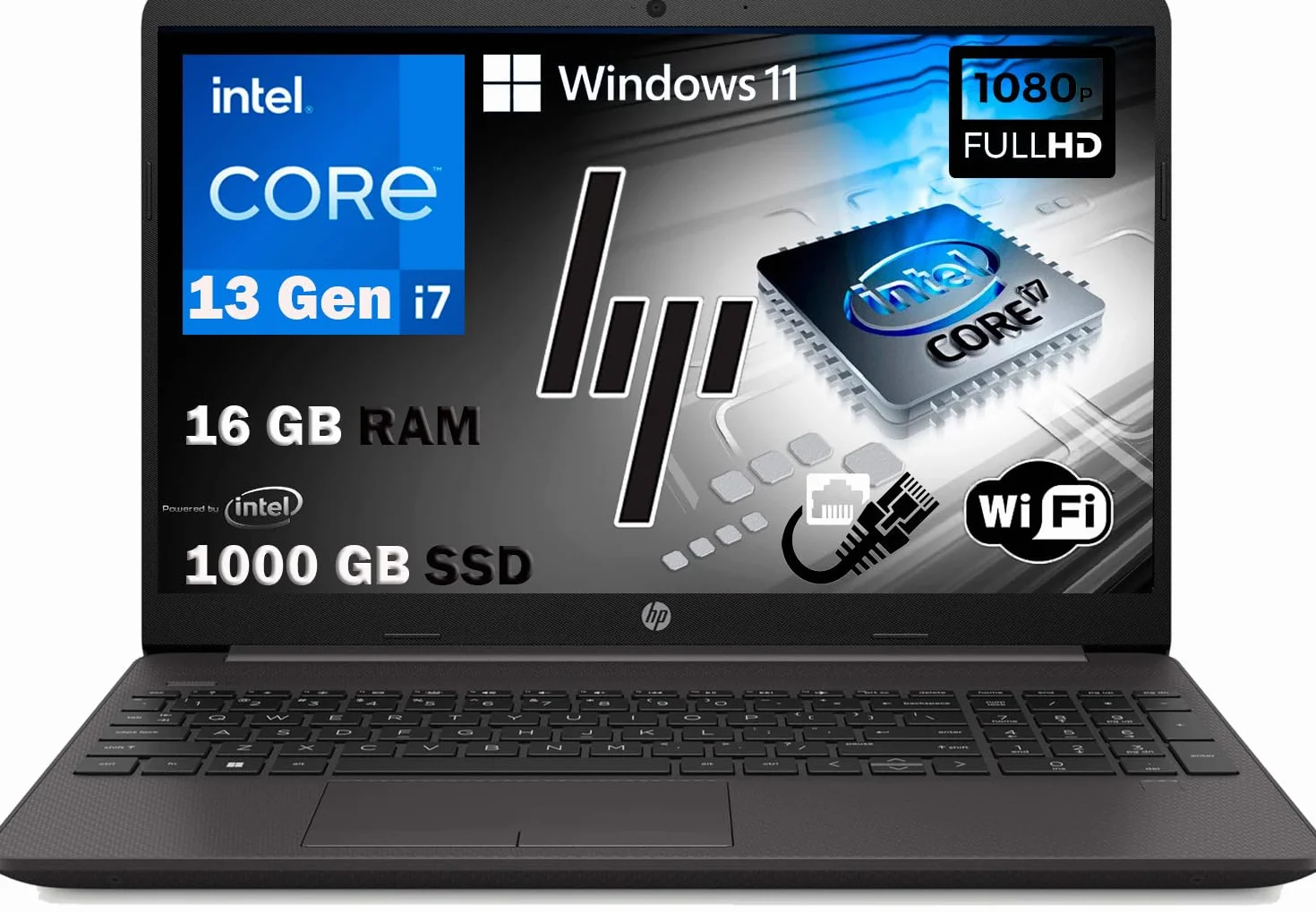 HP 250 G9 MODEL 2023, PC przenośny notebook gray, Intel Core i7 12Th 10 Core, Ram 16Gb, SSHD 1256Gb, wyświetlacz 15.6" Full HD, Win 11 Pro, Libre Office, gotowy do użycia