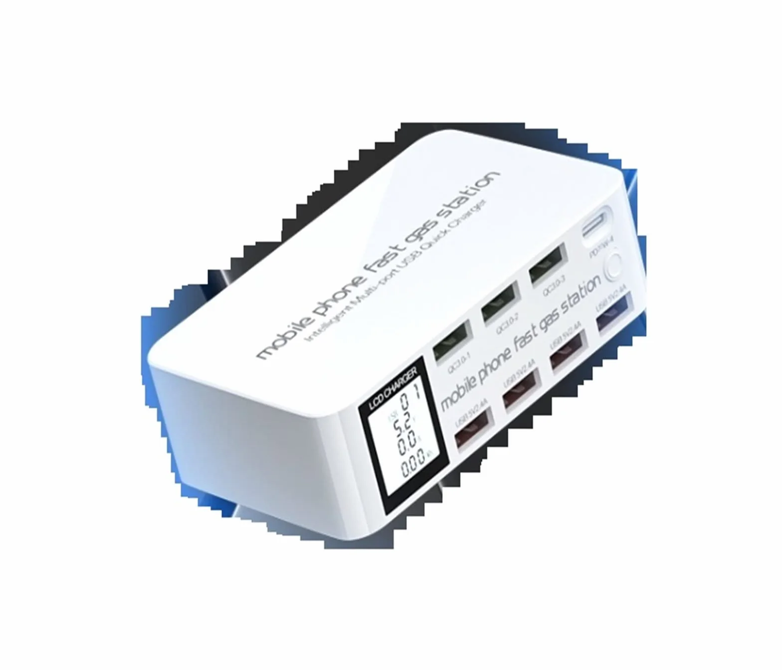 Stacja łAdująCa USB, 8-portowa szybka ładowarka USB szybkie ładowanie QC3.0 PD3.0 Multi USB stacja ładująca LCD cyfrowy wyświetlacz szybka ładowarka Bardziej Bezpieczna I Uniwersalna Kompatybilność