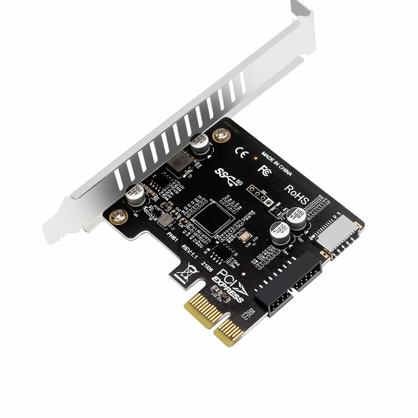 WANGCL Karta PCIE USB 3.0 typu c i port USB karty 5 Gb/s PCIE adapter USB do obudowy komputera rozszerzenie przedniego portu