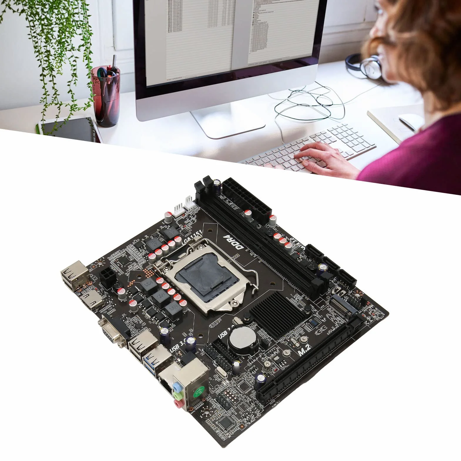 Płyta Główna H110 MATX - Obsługuje Procesory LGA 1151 6./7./8./9. Generacji, z dwukanałową pamięcią DDR4, PCIe 3.0 X16, Gniazdem M.2, VGA, USB 3.0, USB 2.0,3.0
