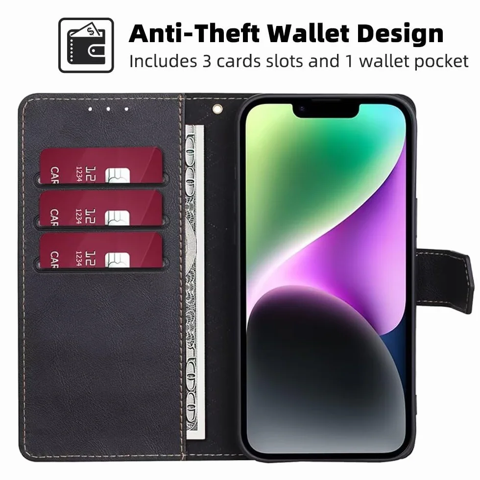 RankOne Etui do OPPO Reno12 Pro 5G / OPPO Reno 12 Pro 5G (6,7 cala), skórzane etui z klapką z portfelem, magnetyczne etui na książkę - czarne
