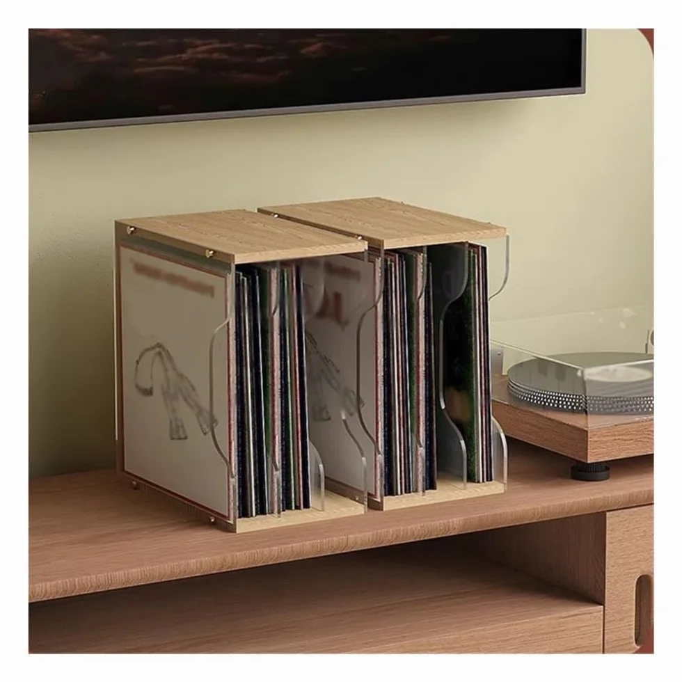 Stojak do przechowywania płyt CD Stojak na płyty winylowe z trzema przegródkami. Przezroczysty akrylowy uchwyt na albumy CD