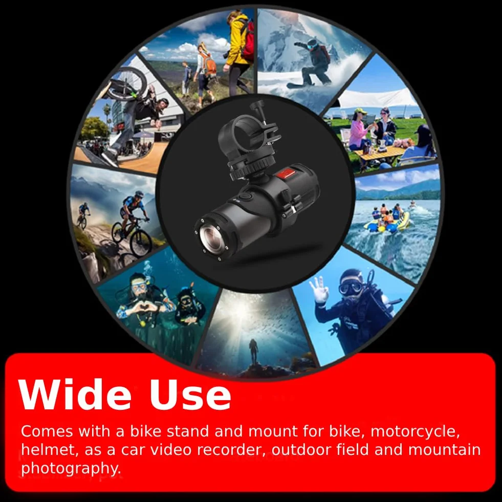Wodoodporna Kamera Sportowa 4K HD WiF, Zewnętrzna Kamera Sportowa ze Stojakiem na Rower i Czujnikiem G, Kamera Rowerowa o Szerokim Kącie 170 ° Rejestrator Wideo do Nurkowania na Motocyklu