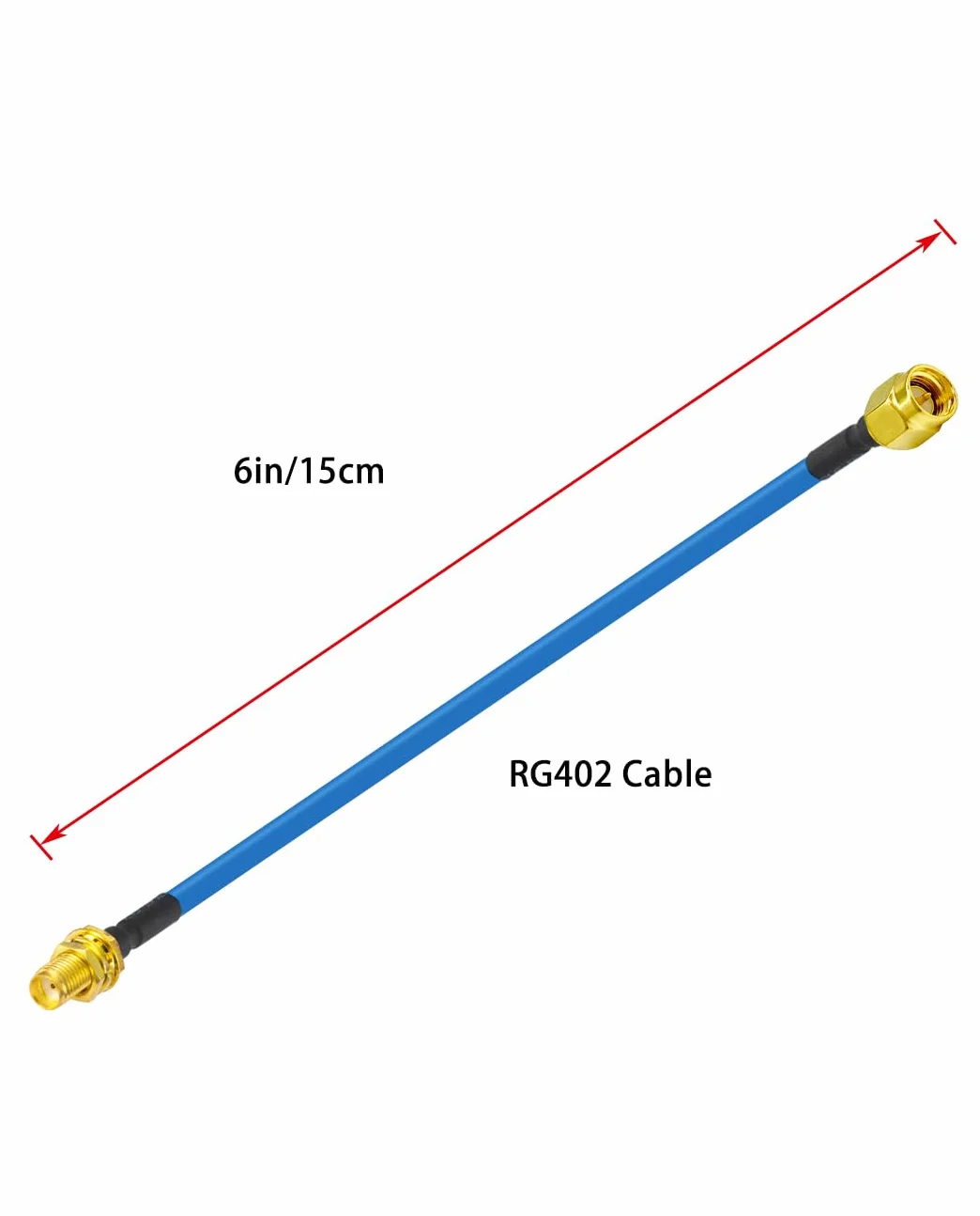 Vecys 2PCS SMA Męski do żeński RF Kabel Koncentryczny 50 Ohm 6"/15CM RG402 SMA RF Koncentryczny Pigtail Kabel