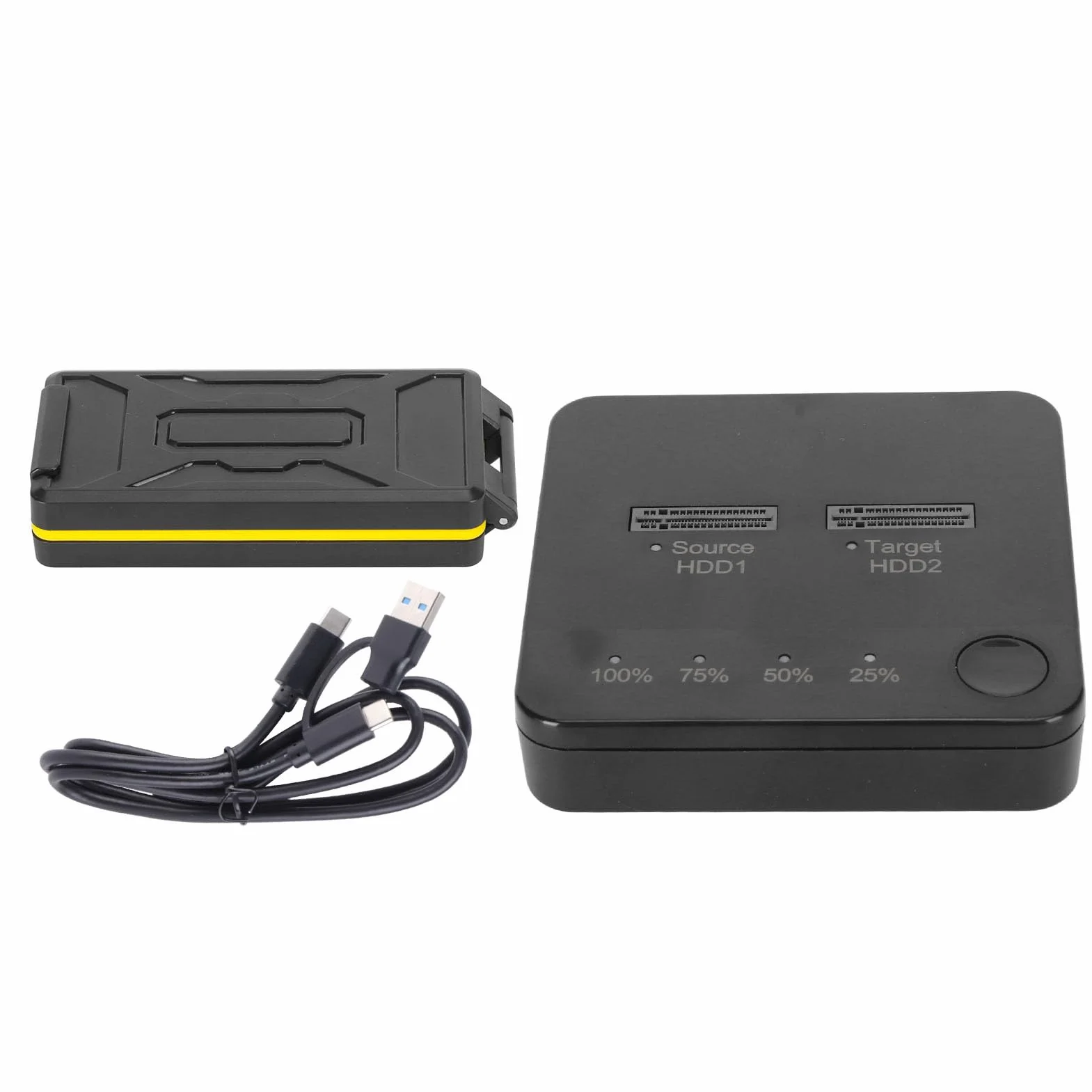 Powielacz dysku SSD M.2, Dual Bay M.2 SATA SSD, obsługa duplikatora klonowania offline, bez użycia narzędzi, zewnętrzna obudowa dysku twardego typu C do SATA SSD, do kluczy B i M