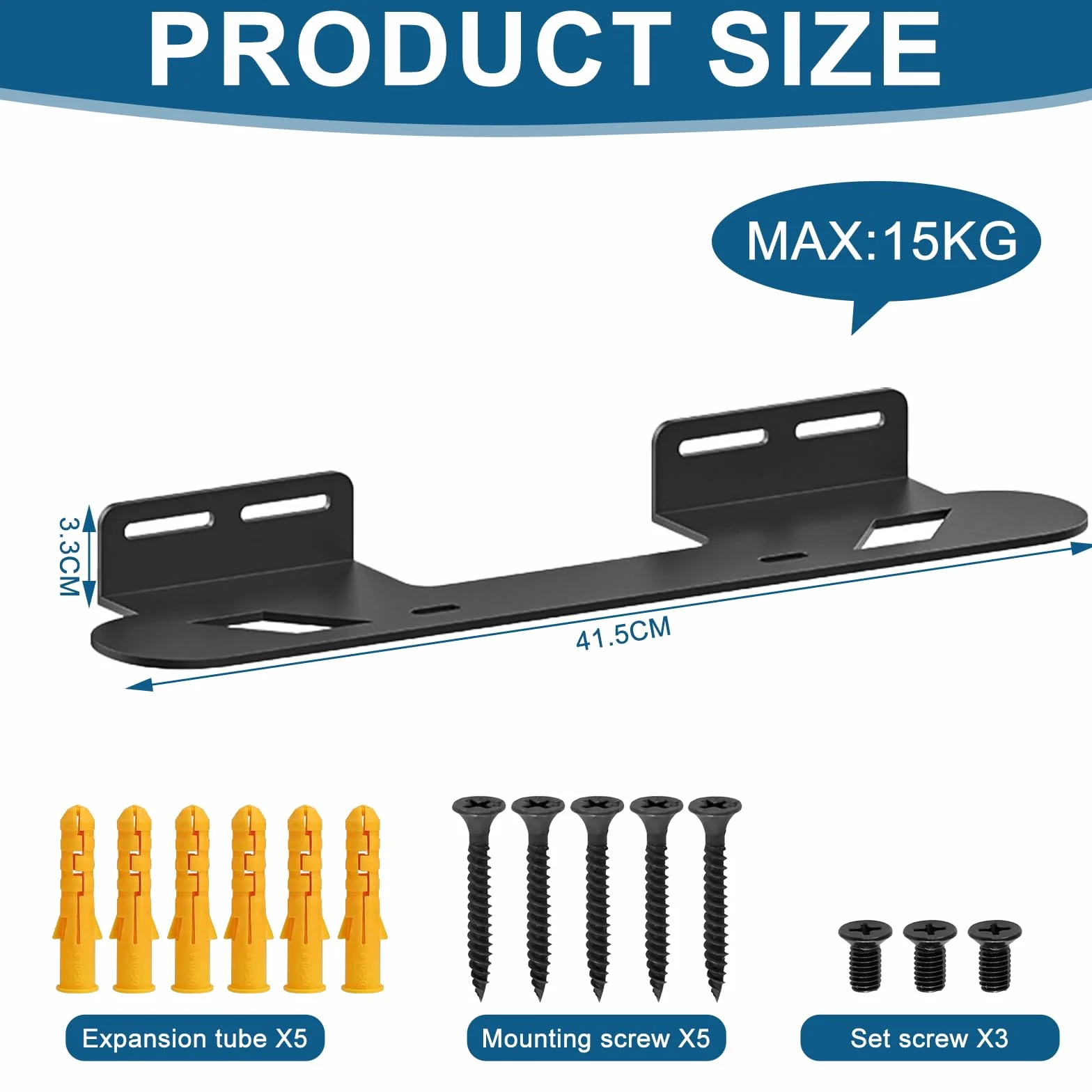 Sound Bar Support, Wall Głośniki Uchwyt Ścienny, Uchwyt Ścienny na Pręt, Uniwersalny Uchwyt Głośnika dla Większości, Maksymalna pojemność 15 kg, Czarny