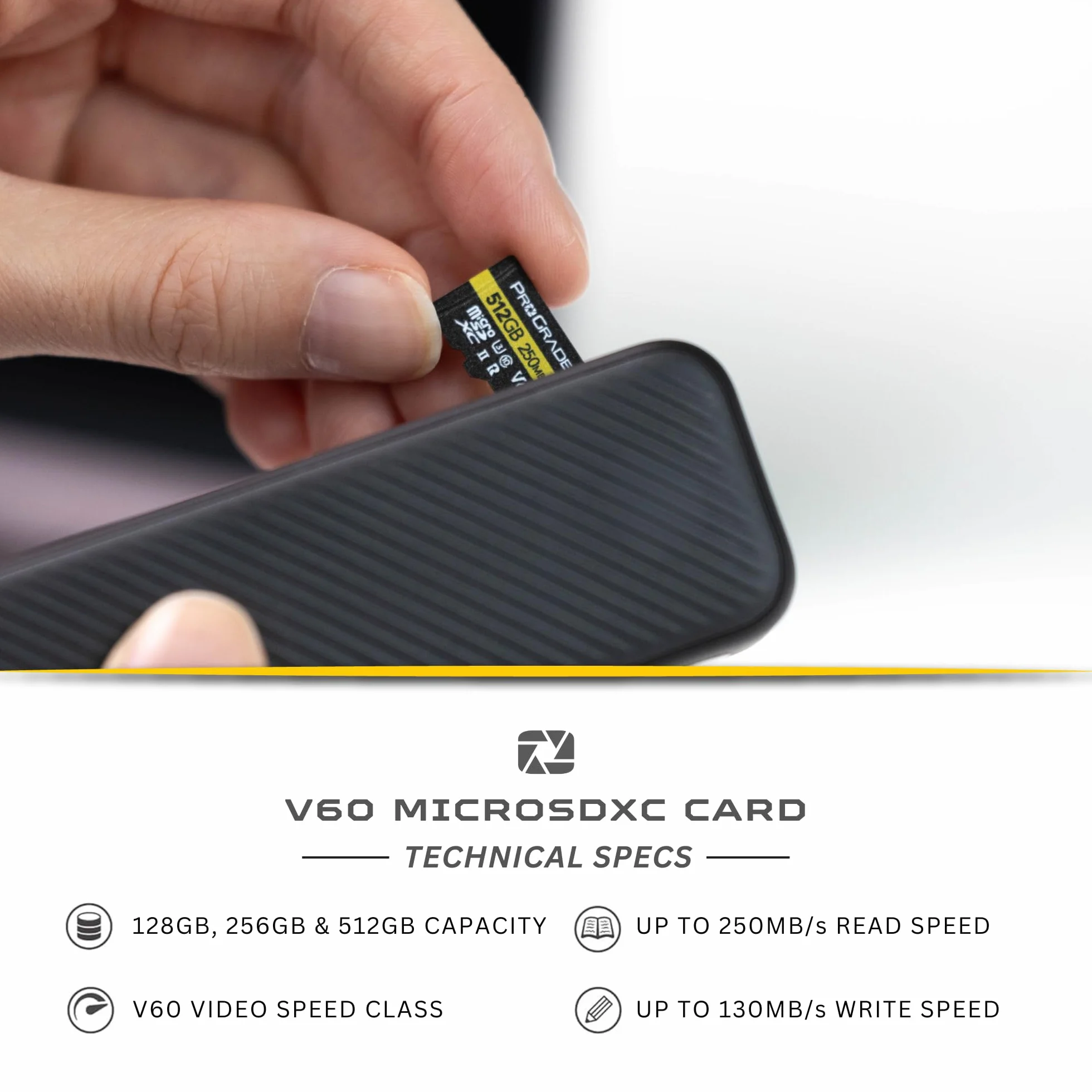 Karta microSD V60 (512 GB) – testowana dla pełnowymiarowych urządzeń z kartą SD | odczyt do 250 MB/s, zapis 130 MB/s ProGrade Digital…