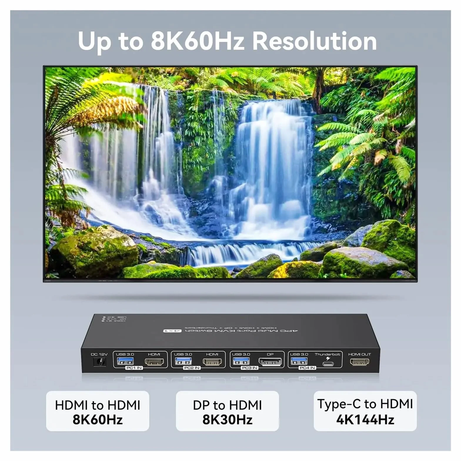 Konwertery wideo, 2 + Displayport KVM Switch Thunderbolt4 KVM Switches 4K144Hz