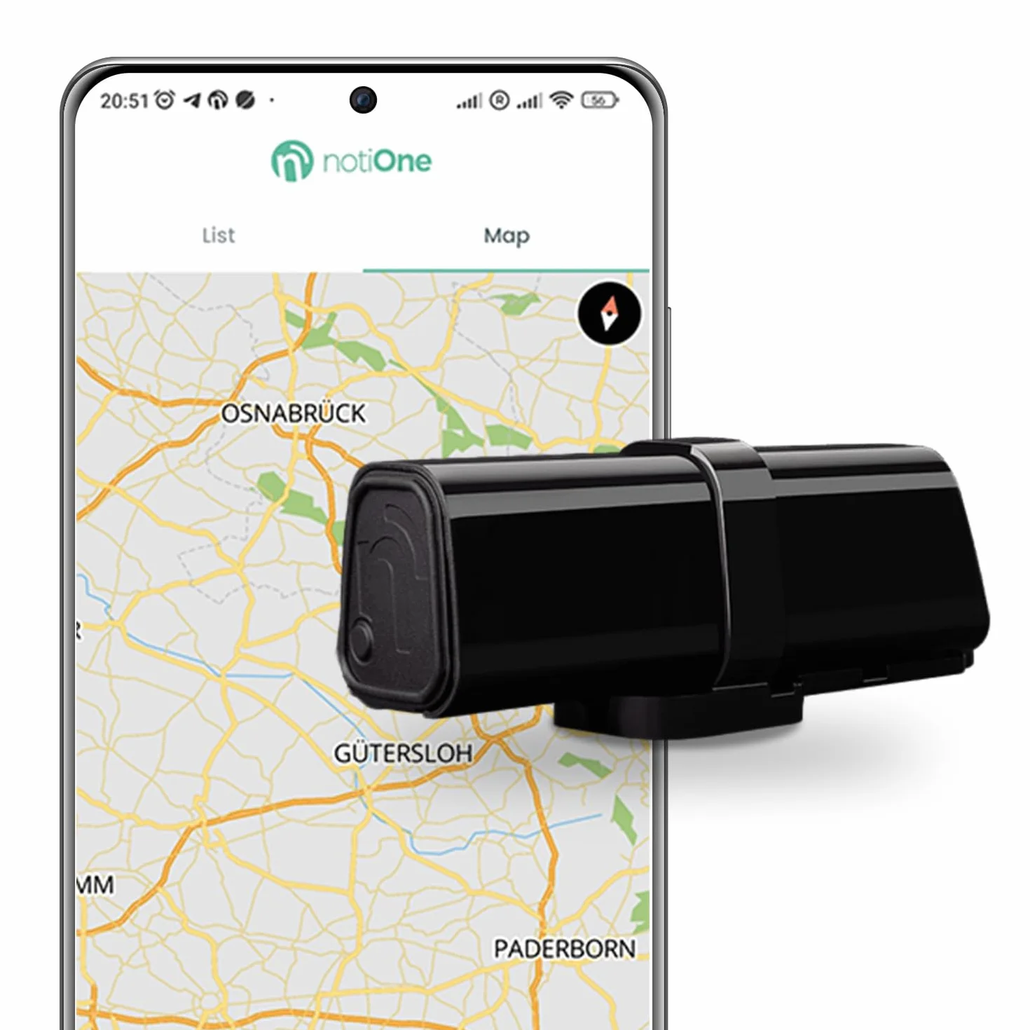 Lokalizator GPS PLUS notiOne® z Alarmem antykradzieżowym | Bez subskrypcji, bez abonamentu | Funkcje E-TOLL | Mini tracker GPS samochodu dla motocykla, roweru | Wyprodukowano w Europie