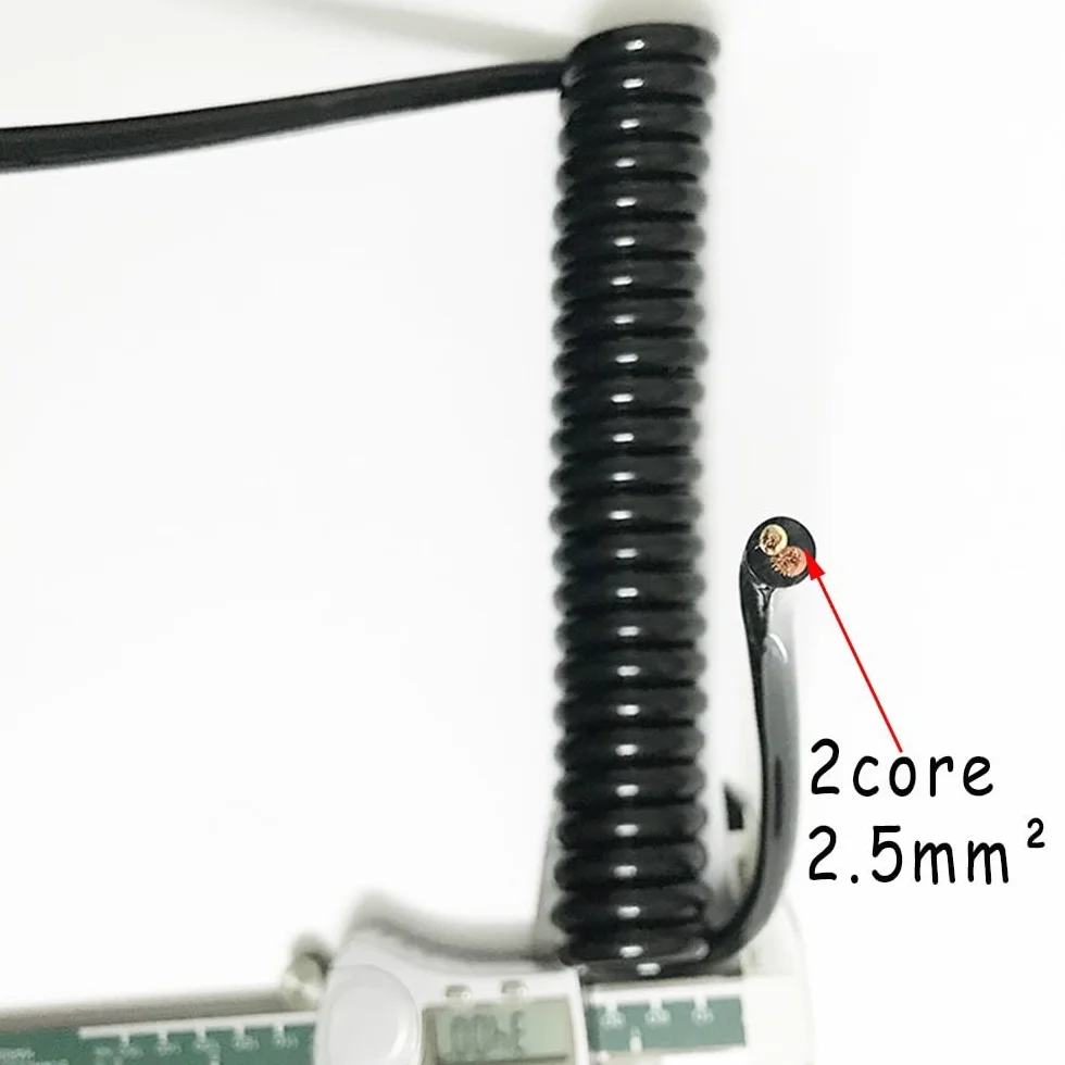 Kable spiralne elastyczne, Spiralny kabel zasilający 2-żyłowy, kwadratowy 2,5 mm, średnica zewnętrzna 8, zwijany drut, zwijana cewka(Undraw 3.75 meters)