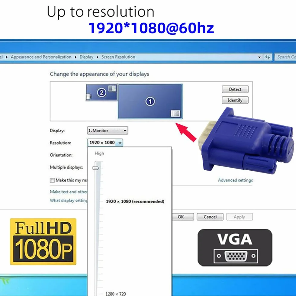Wirtualny adapter wyświetlacza VGA RGB monitor atrapa wtyczka bez głowy emulator wyświetlacza ducha 1920 x 1080p przy 60 Hz